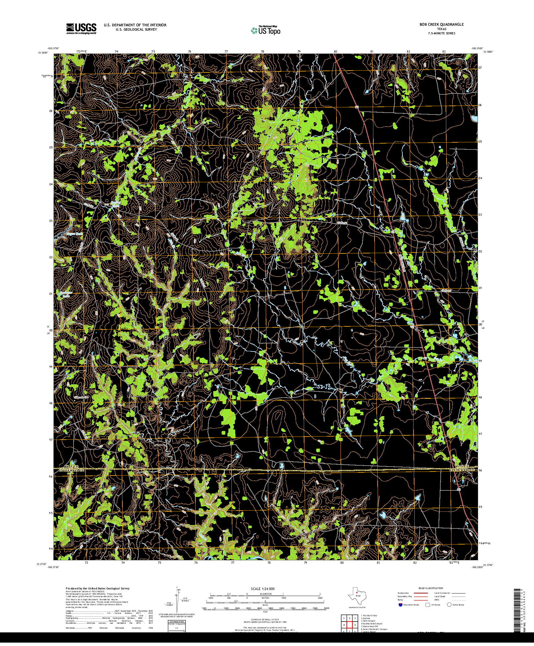 USGS US TOPO 7.5-MINUTE MAP FOR BOB CREEK, TX 2019