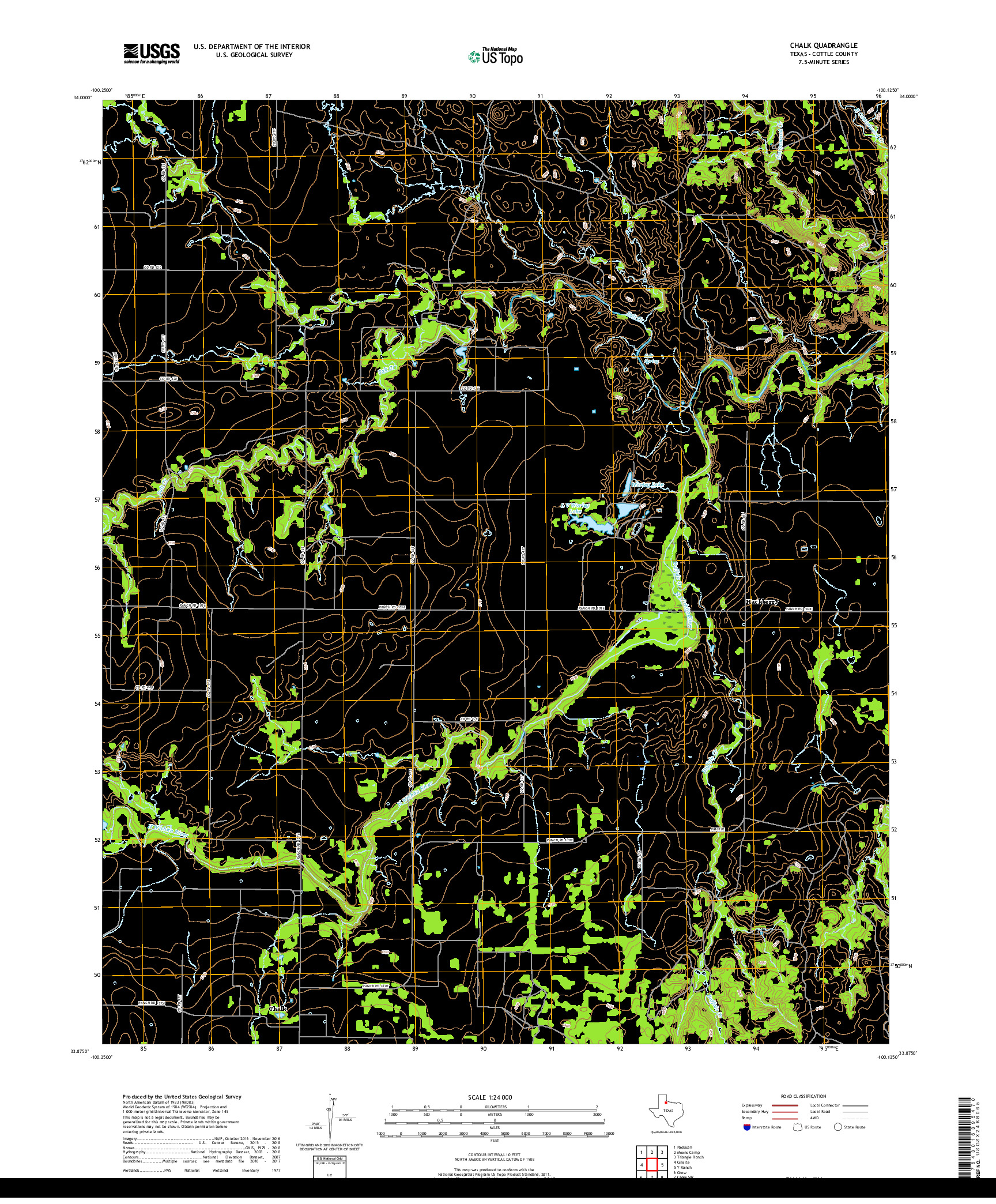 USGS US TOPO 7.5-MINUTE MAP FOR CHALK, TX 2019