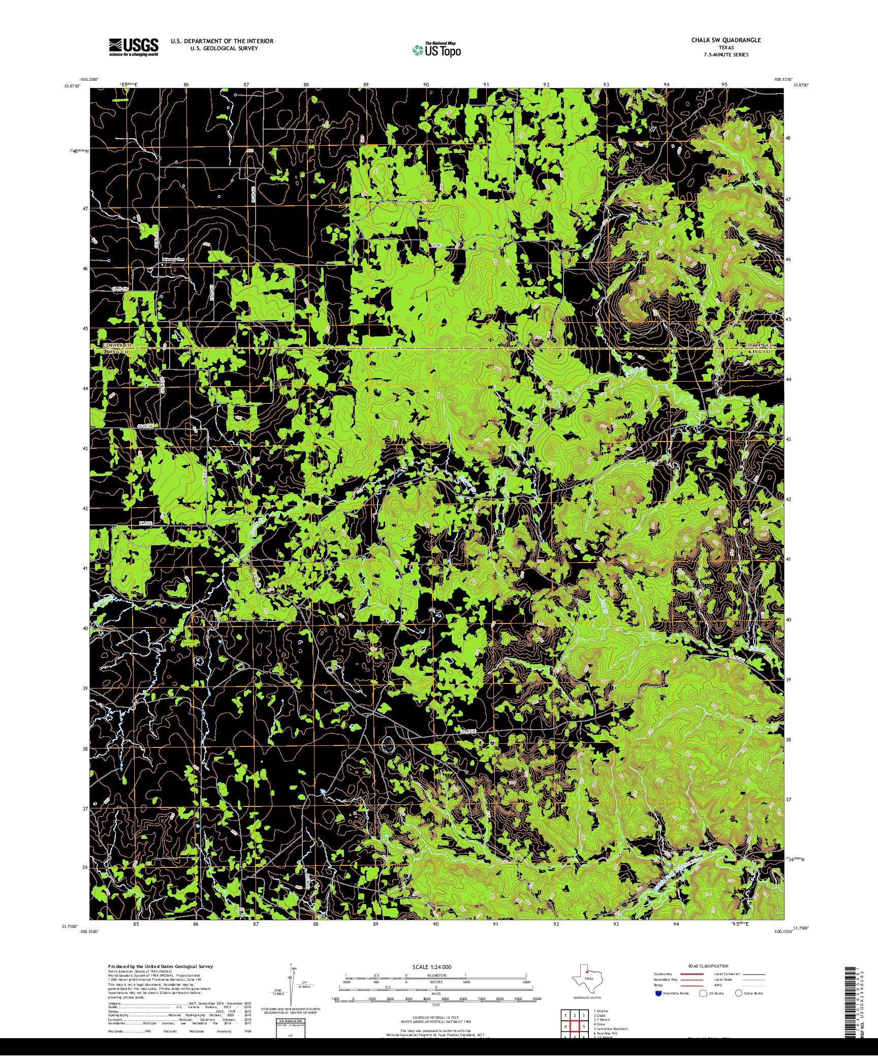 USGS US TOPO 7.5-MINUTE MAP FOR CHALK SW, TX 2019