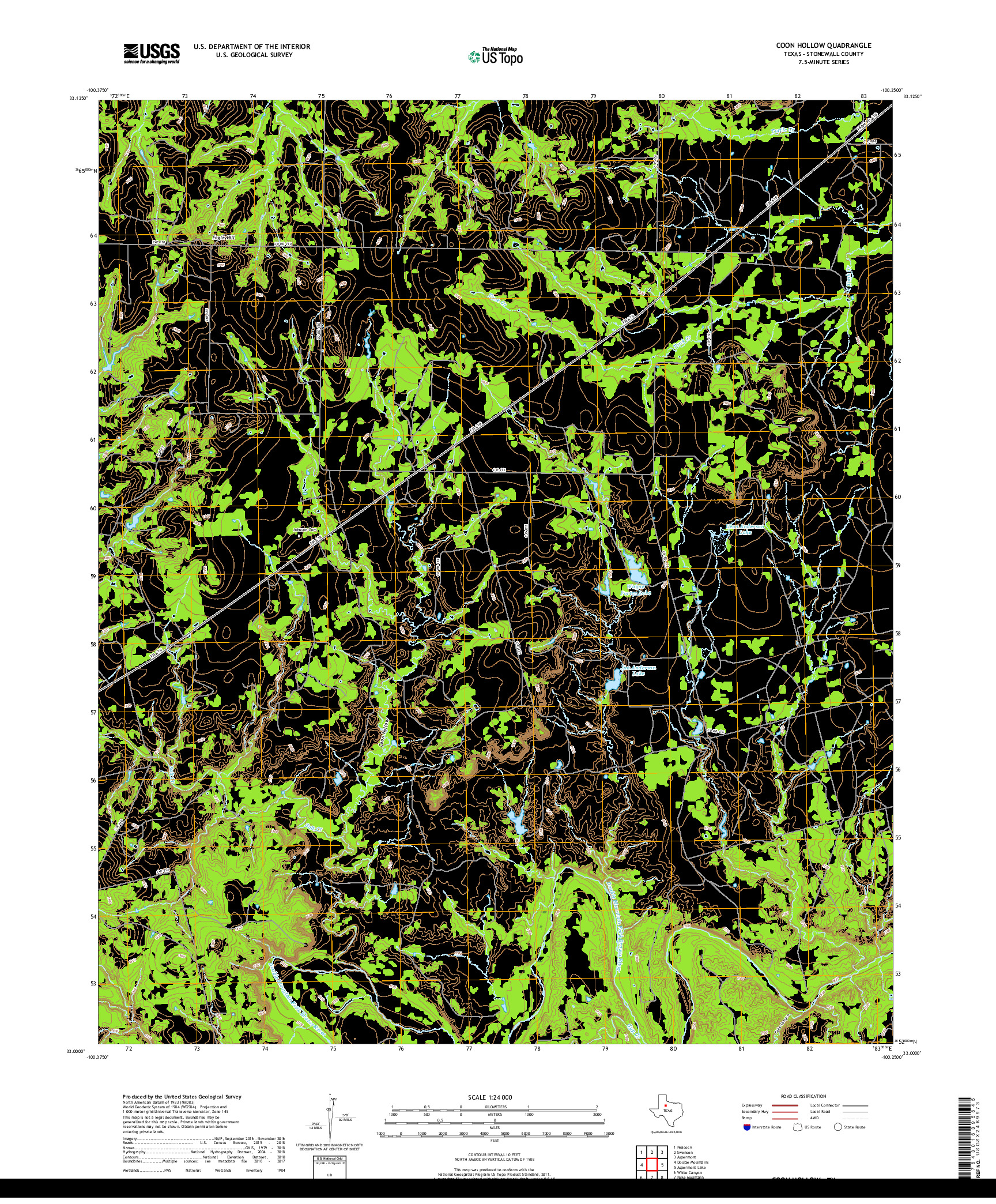 USGS US TOPO 7.5-MINUTE MAP FOR COON HOLLOW, TX 2019