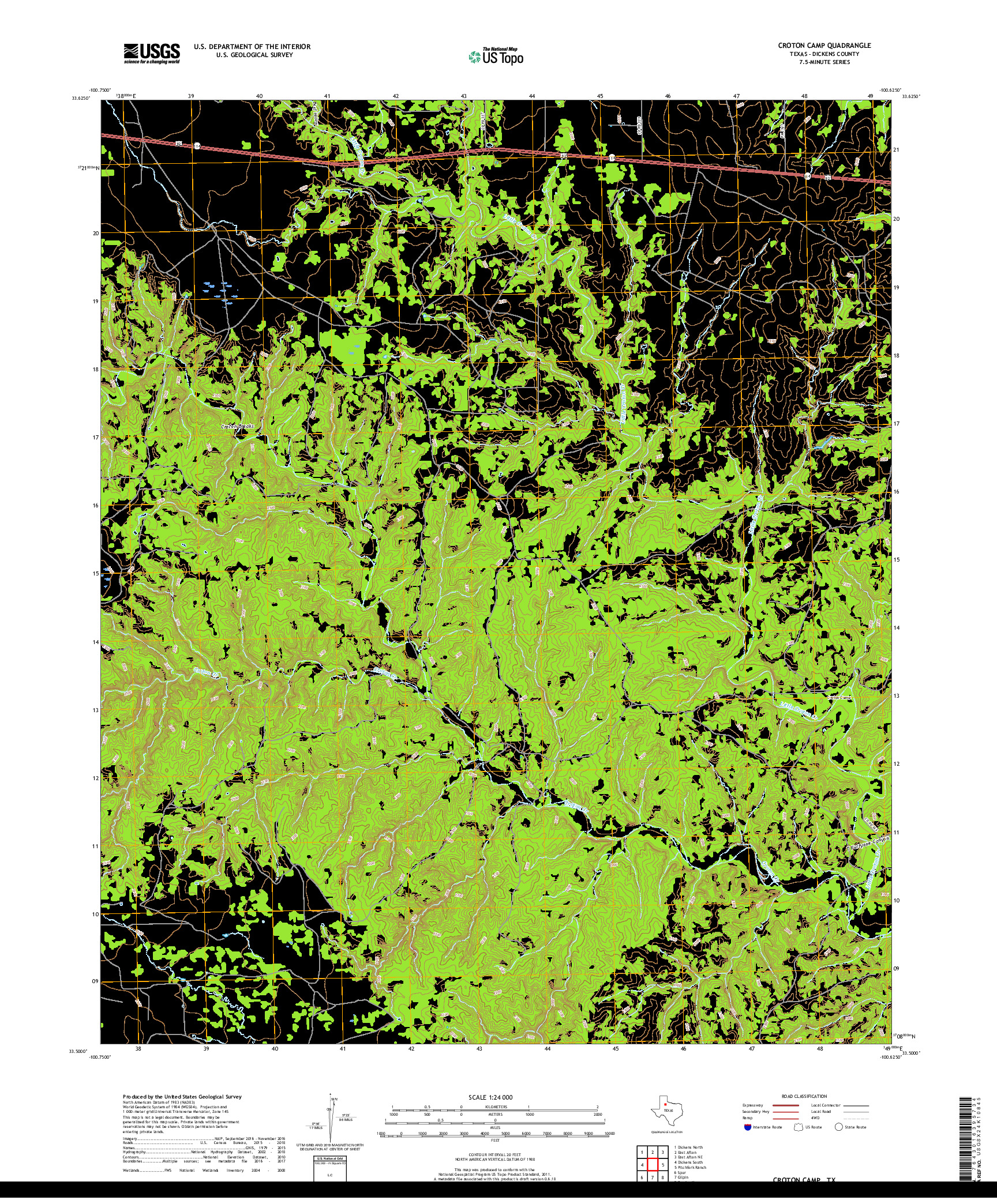 USGS US TOPO 7.5-MINUTE MAP FOR CROTON CAMP, TX 2019