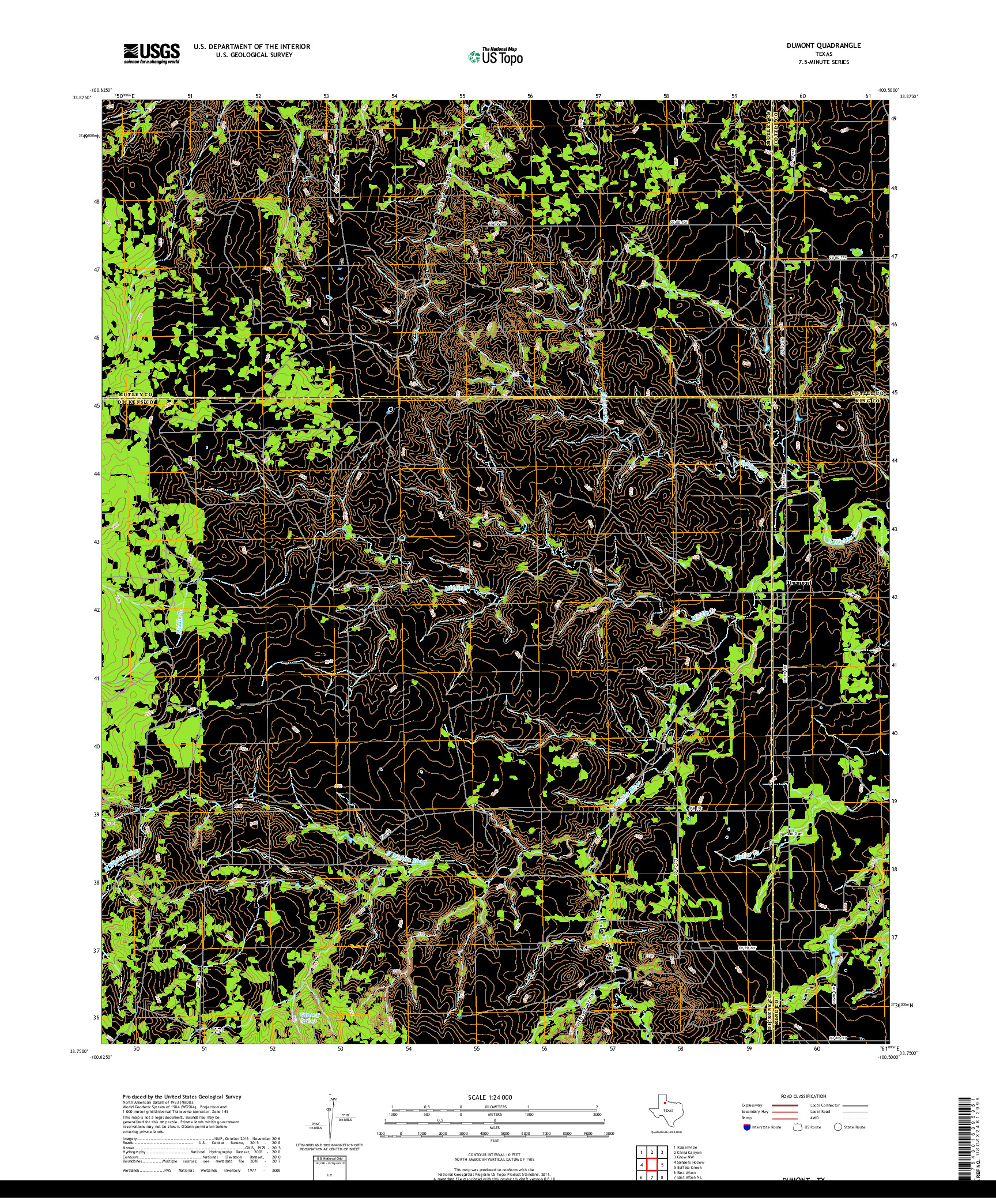 USGS US TOPO 7.5-MINUTE MAP FOR DUMONT, TX 2019