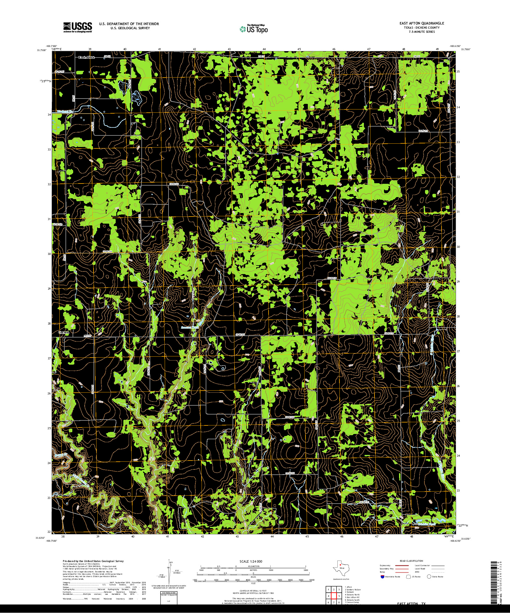 USGS US TOPO 7.5-MINUTE MAP FOR EAST AFTON, TX 2019