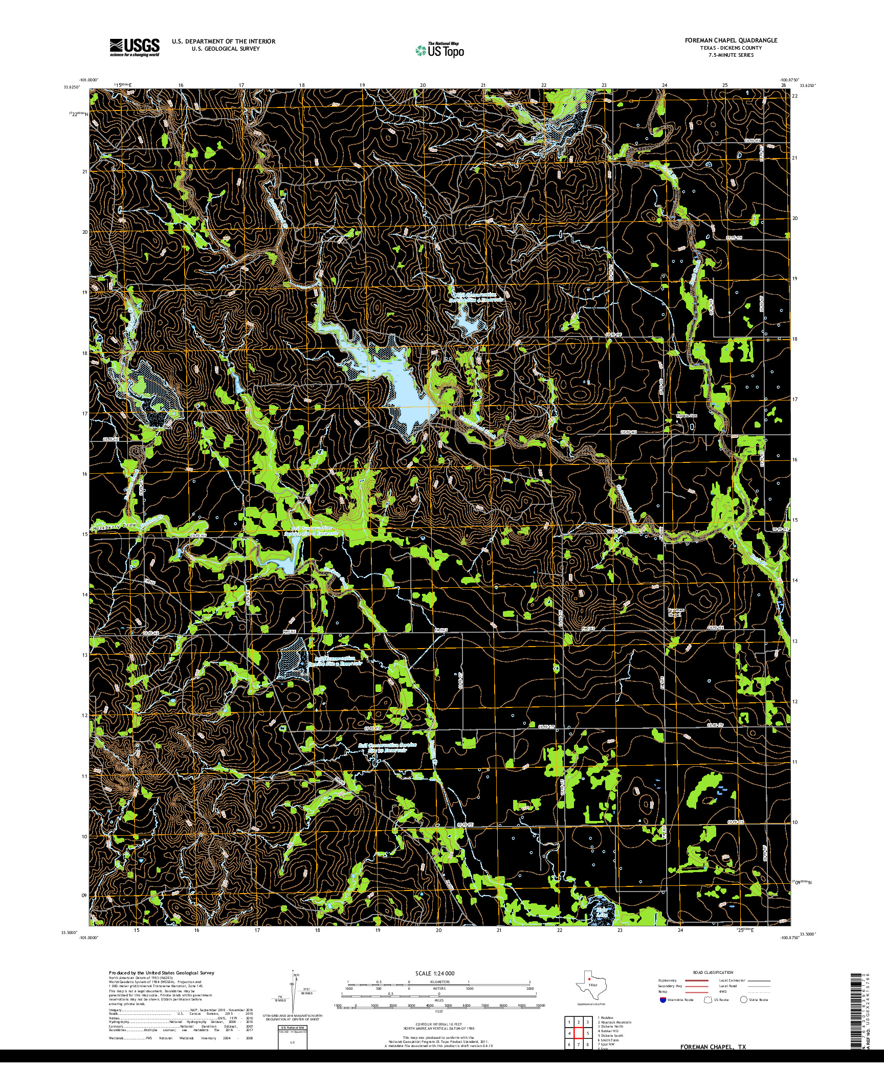 USGS US TOPO 7.5-MINUTE MAP FOR FOREMAN CHAPEL, TX 2019