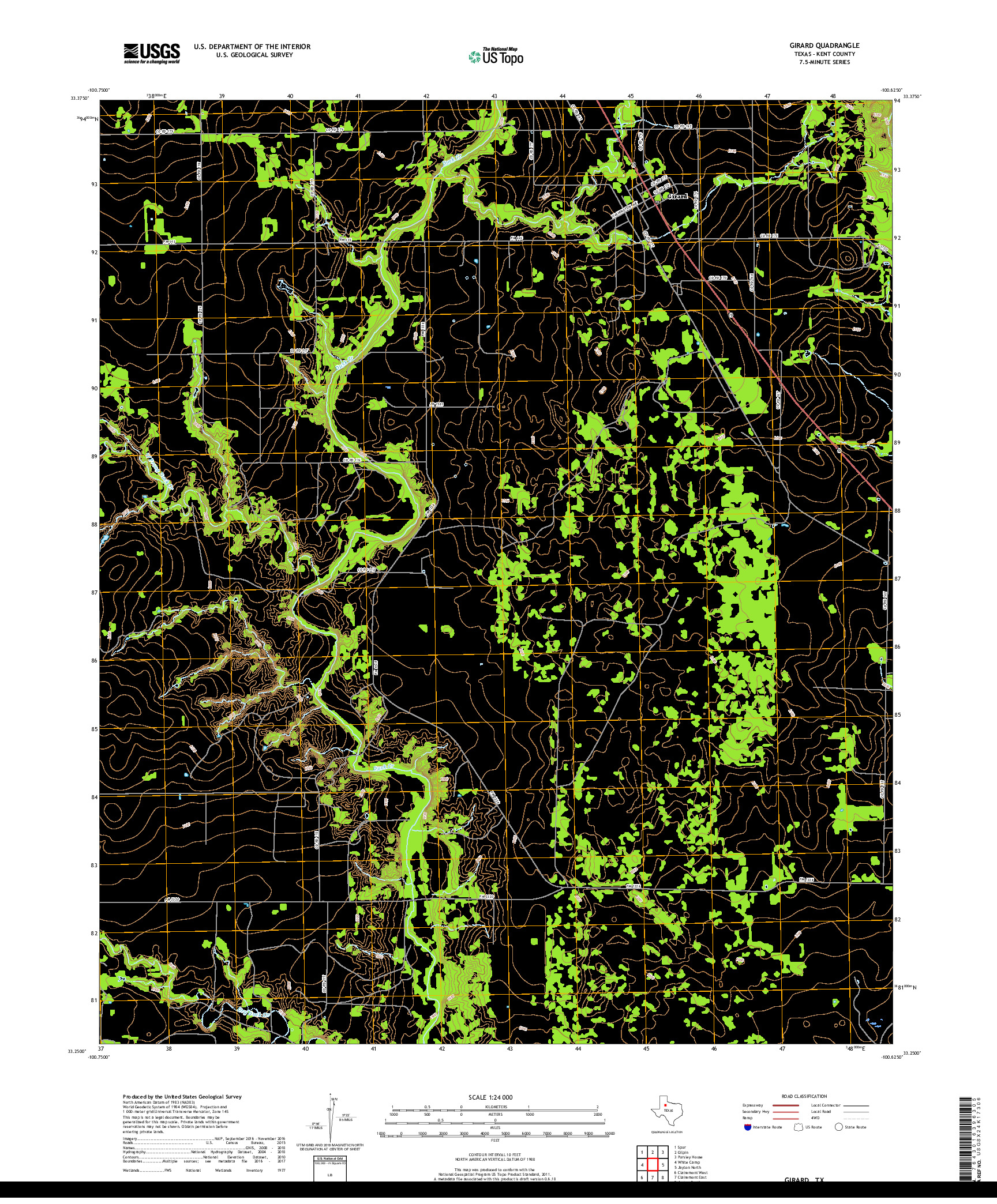 USGS US TOPO 7.5-MINUTE MAP FOR GIRARD, TX 2019