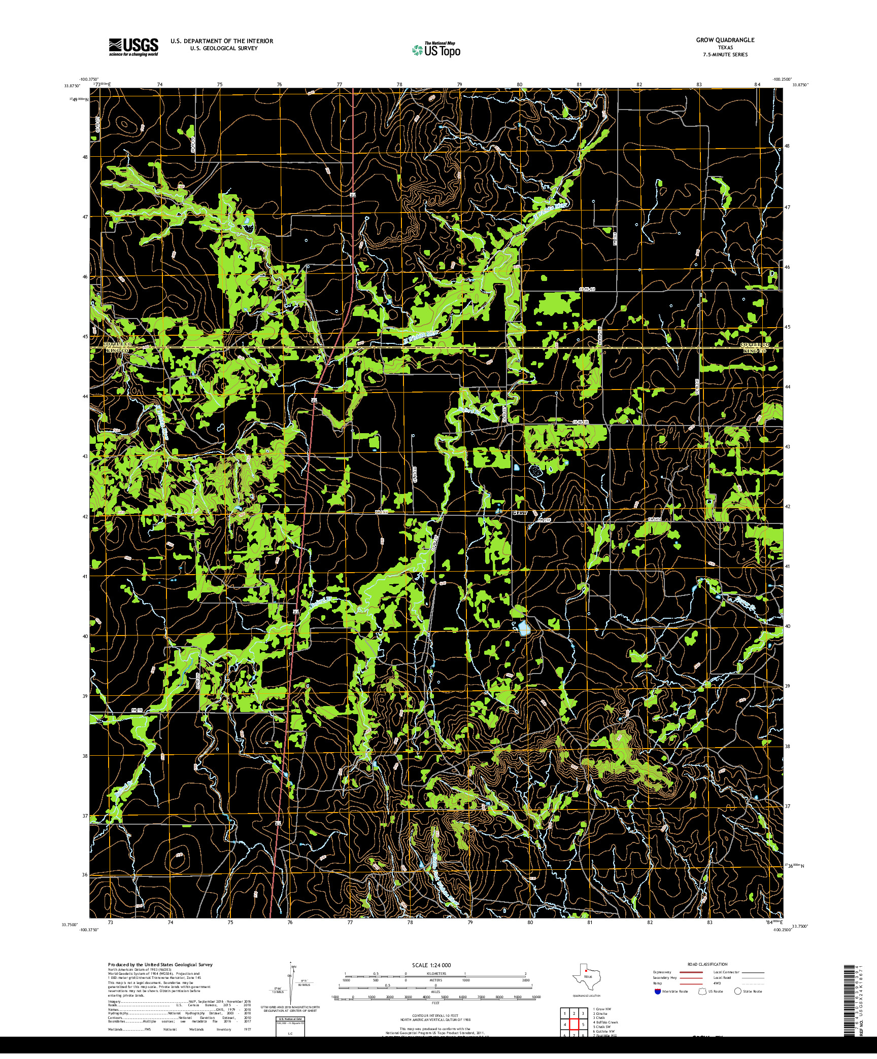 USGS US TOPO 7.5-MINUTE MAP FOR GROW, TX 2019