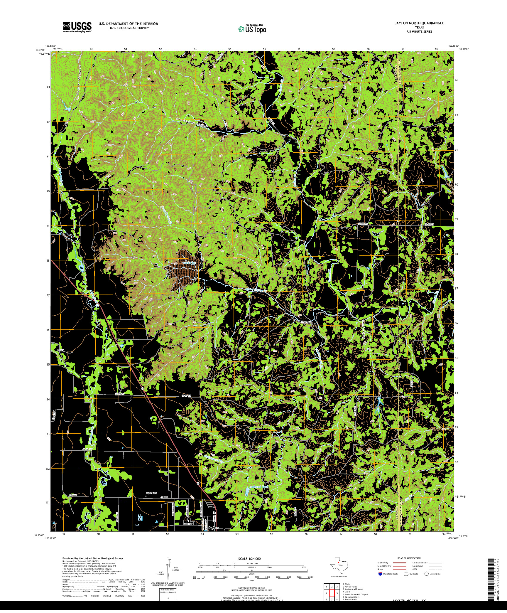 USGS US TOPO 7.5-MINUTE MAP FOR JAYTON NORTH, TX 2019