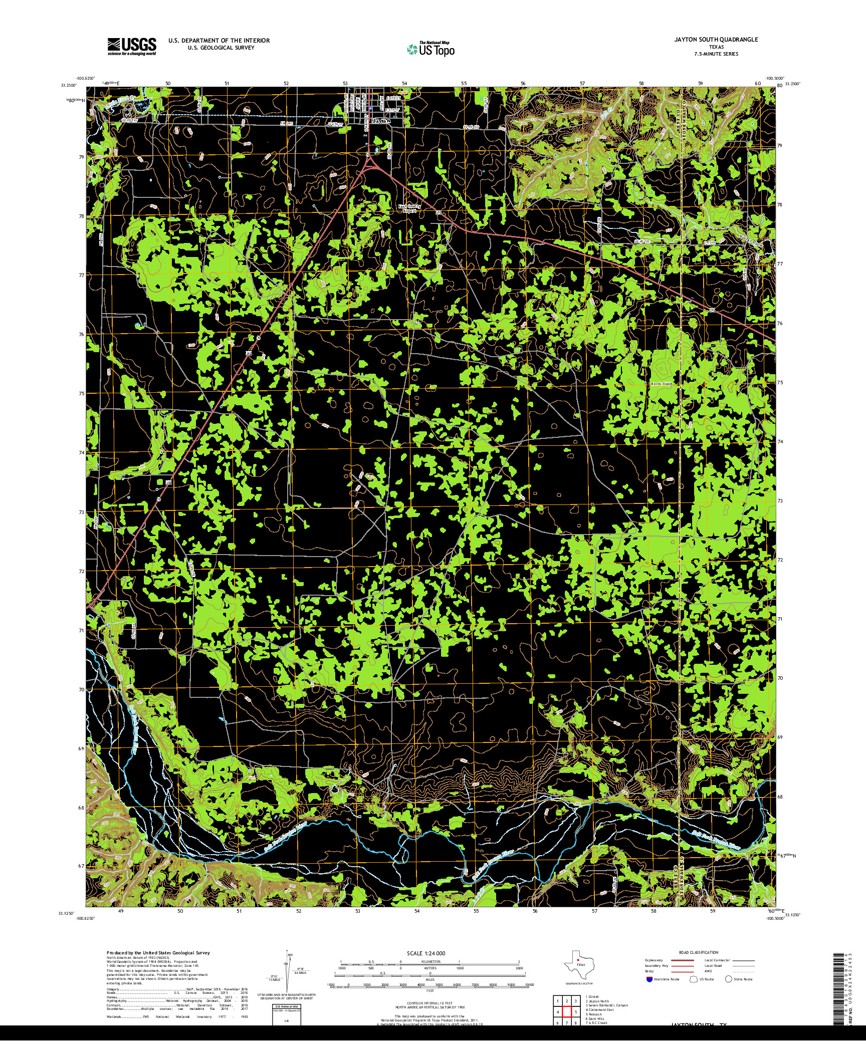 USGS US TOPO 7.5-MINUTE MAP FOR JAYTON SOUTH, TX 2019