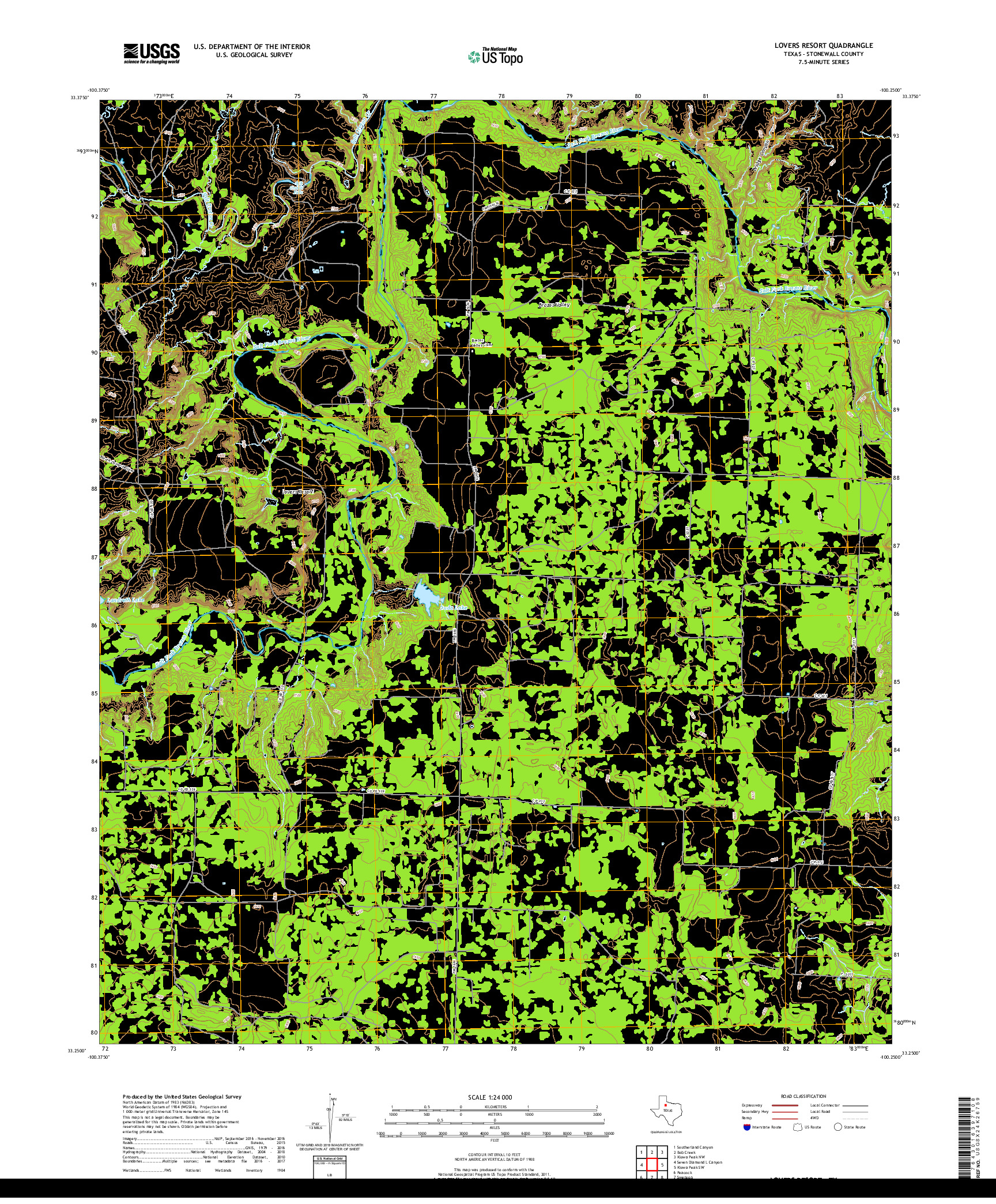 USGS US TOPO 7.5-MINUTE MAP FOR LOVERS RESORT, TX 2019