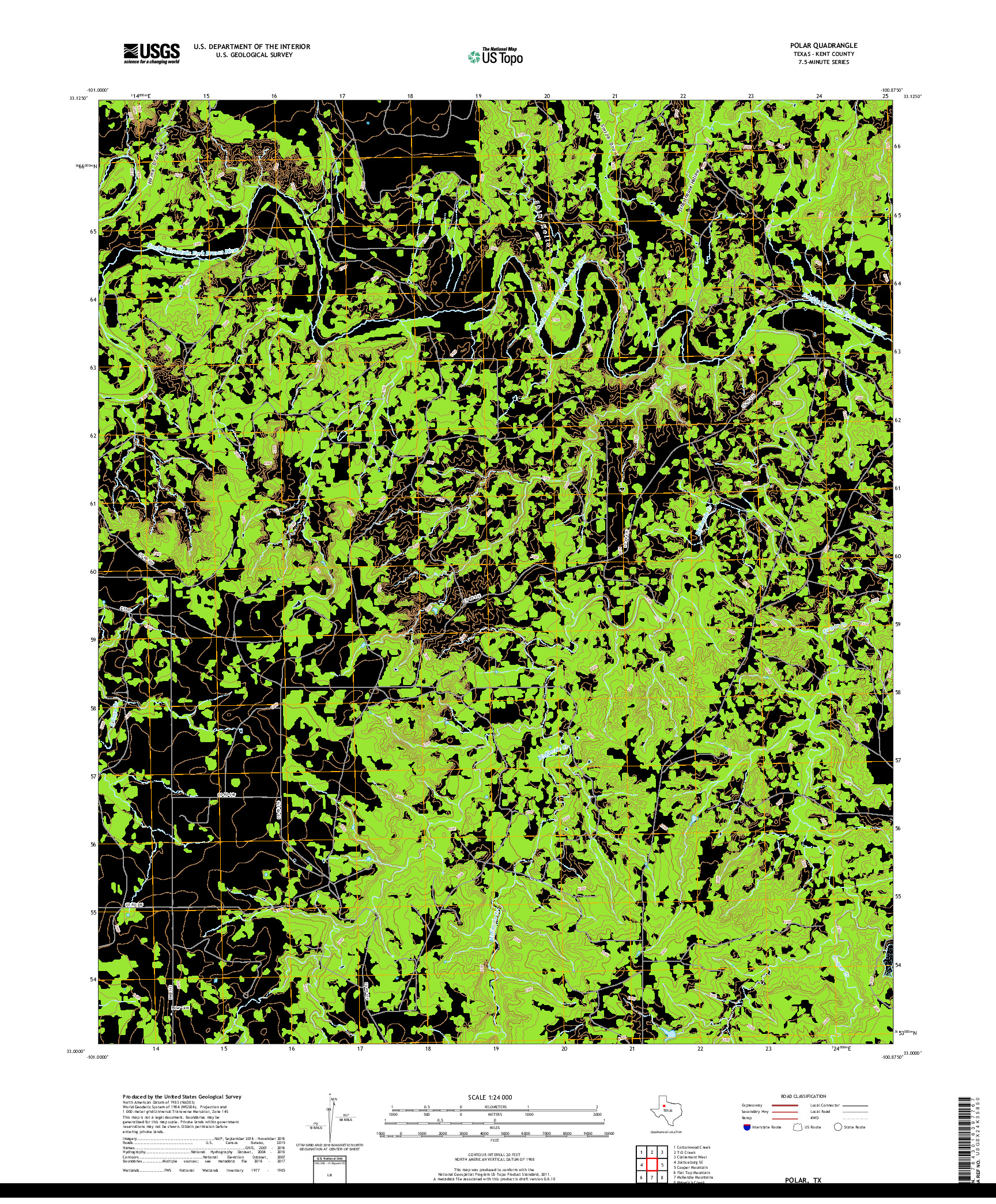 USGS US TOPO 7.5-MINUTE MAP FOR POLAR, TX 2019