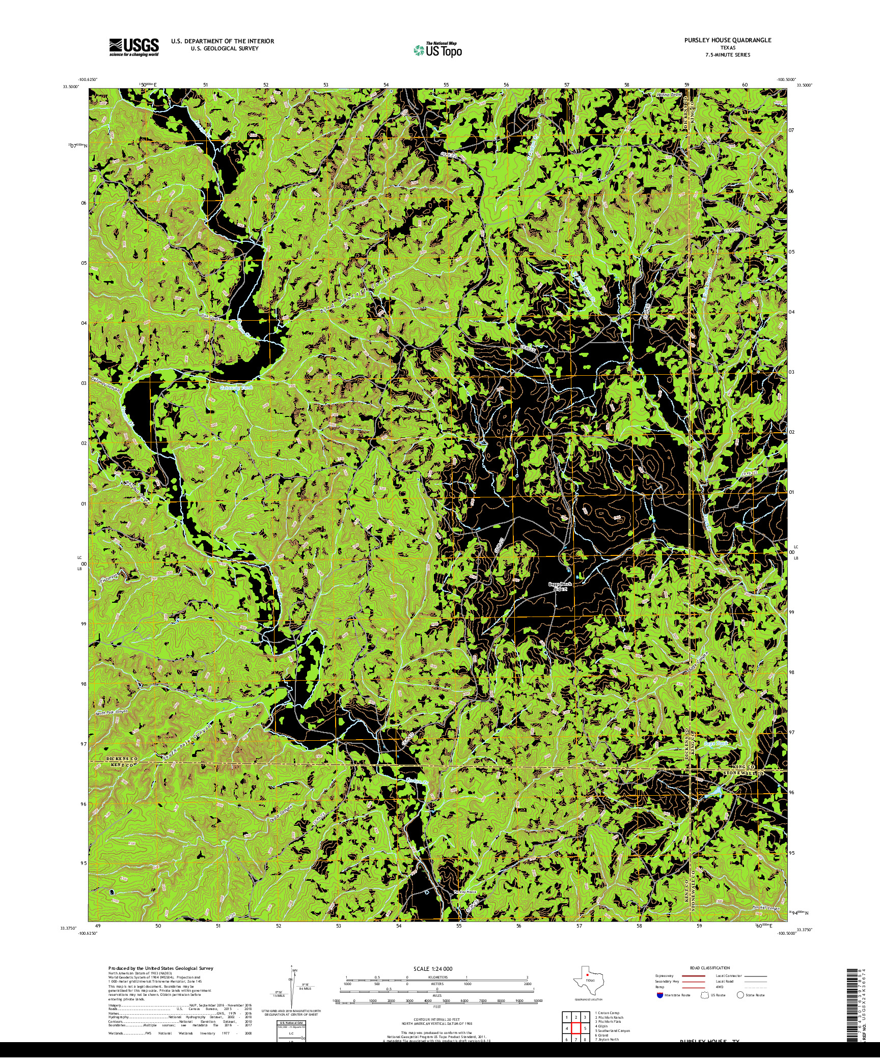 USGS US TOPO 7.5-MINUTE MAP FOR PURSLEY HOUSE, TX 2019