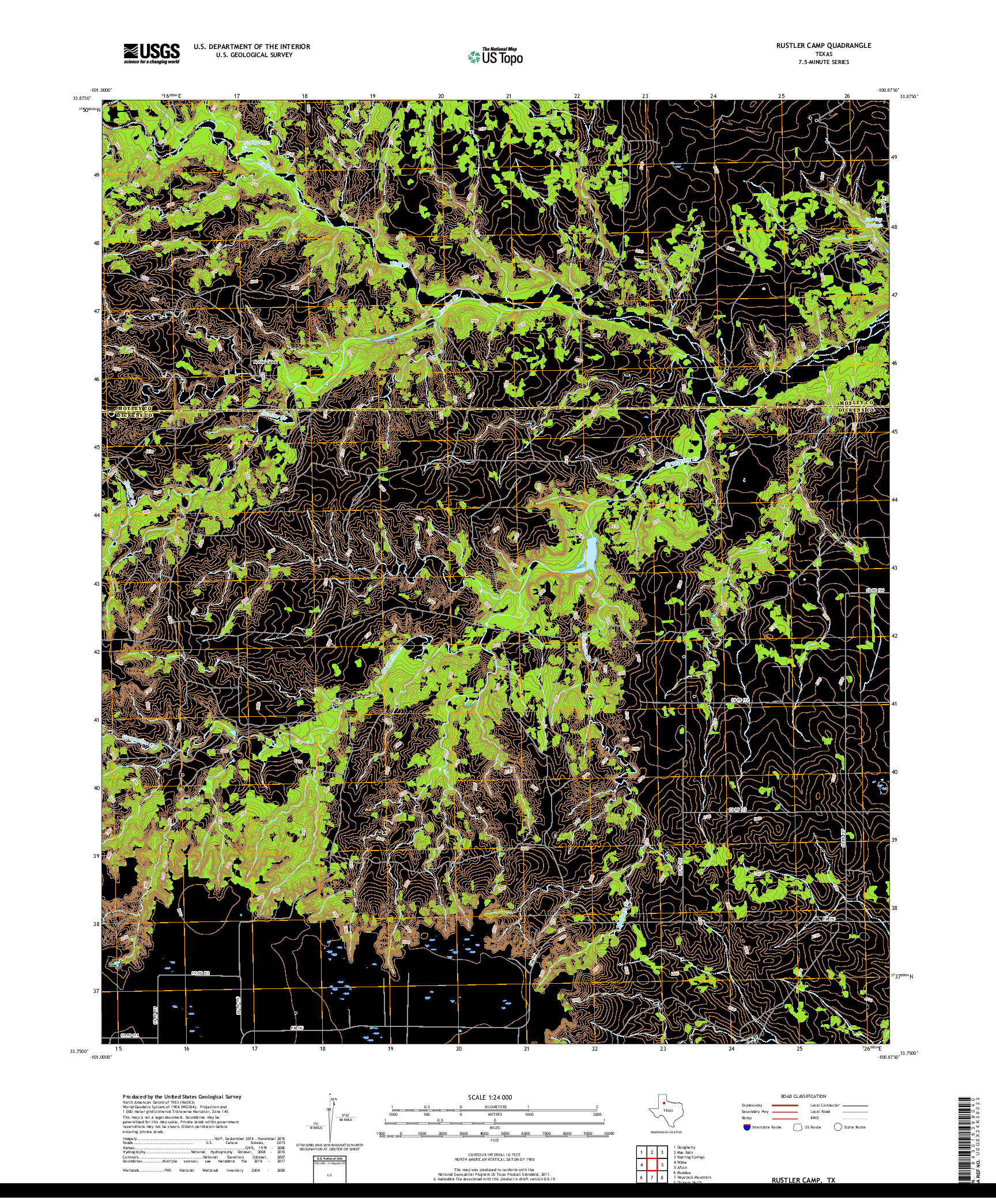 USGS US TOPO 7.5-MINUTE MAP FOR RUSTLER CAMP, TX 2019