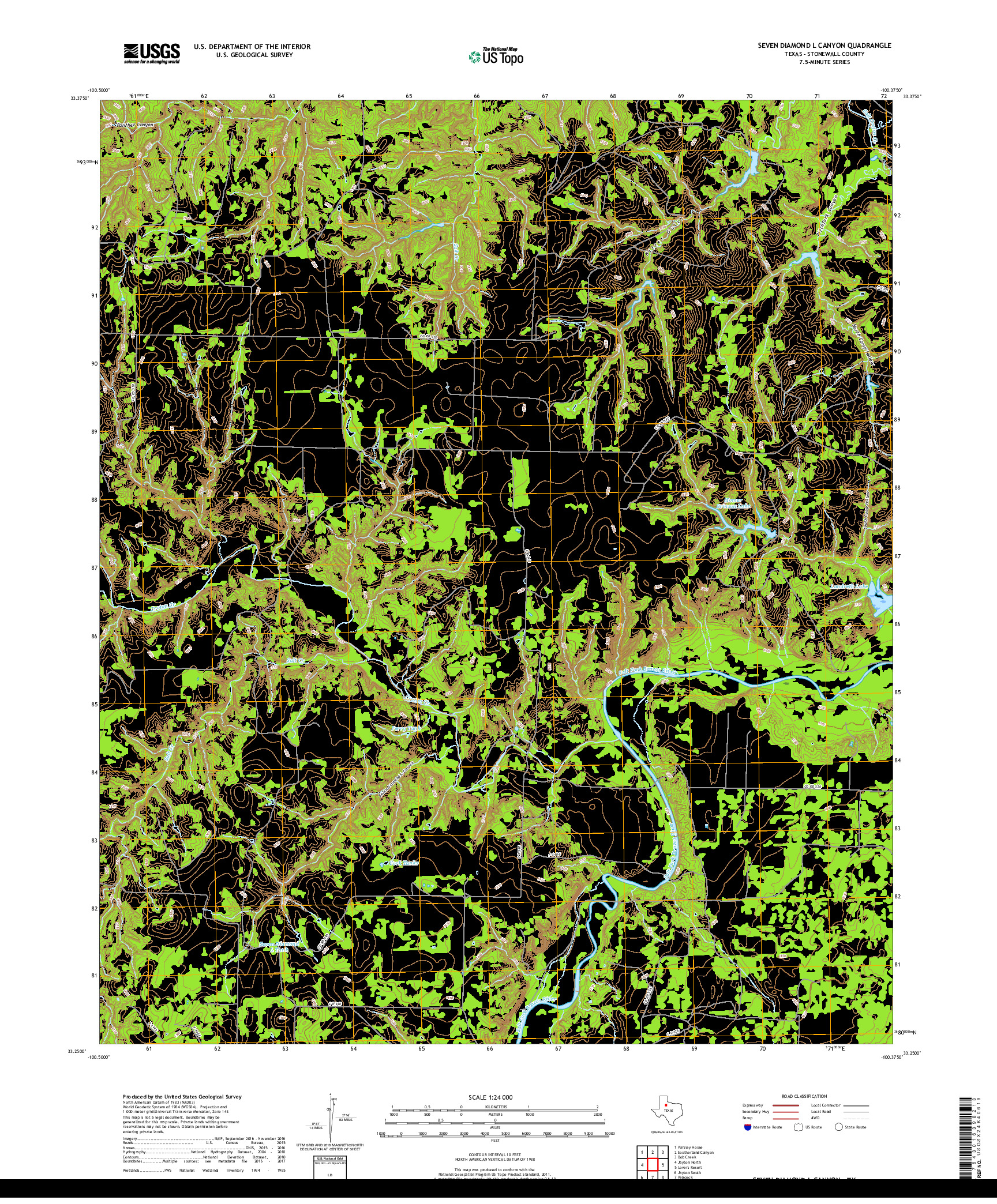 USGS US TOPO 7.5-MINUTE MAP FOR SEVEN DIAMOND L CANYON, TX 2019
