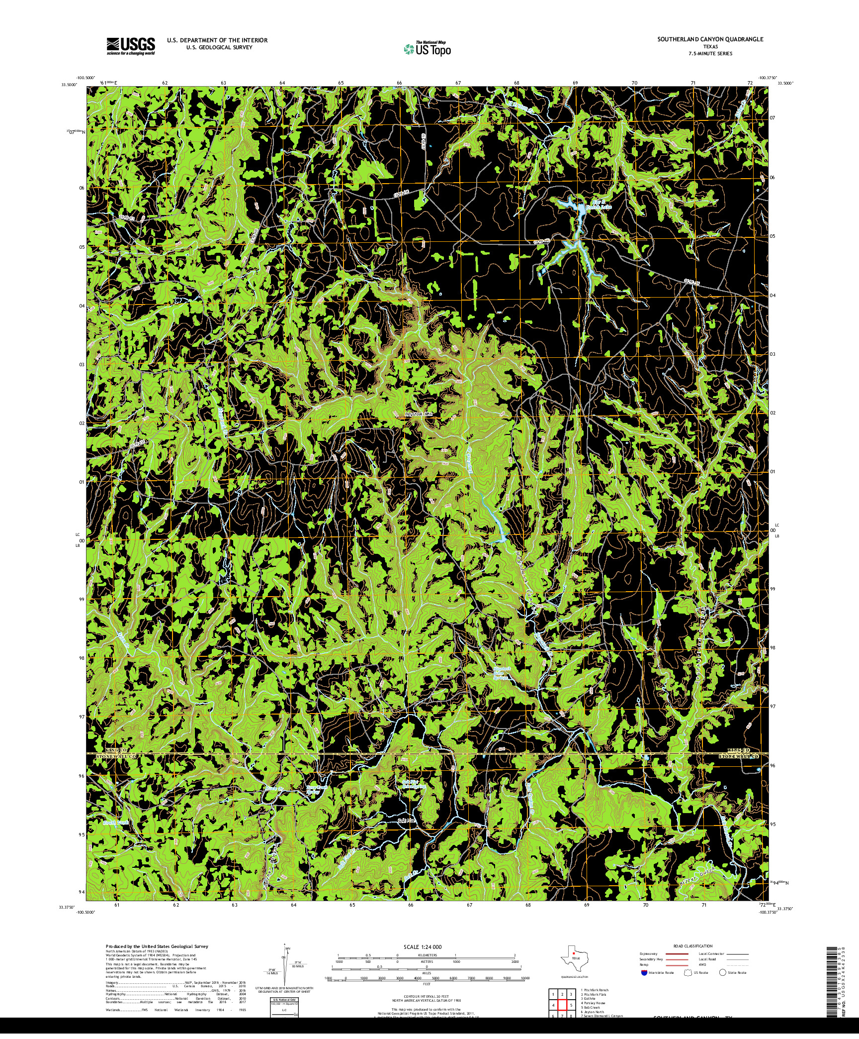 USGS US TOPO 7.5-MINUTE MAP FOR SOUTHERLAND CANYON, TX 2019