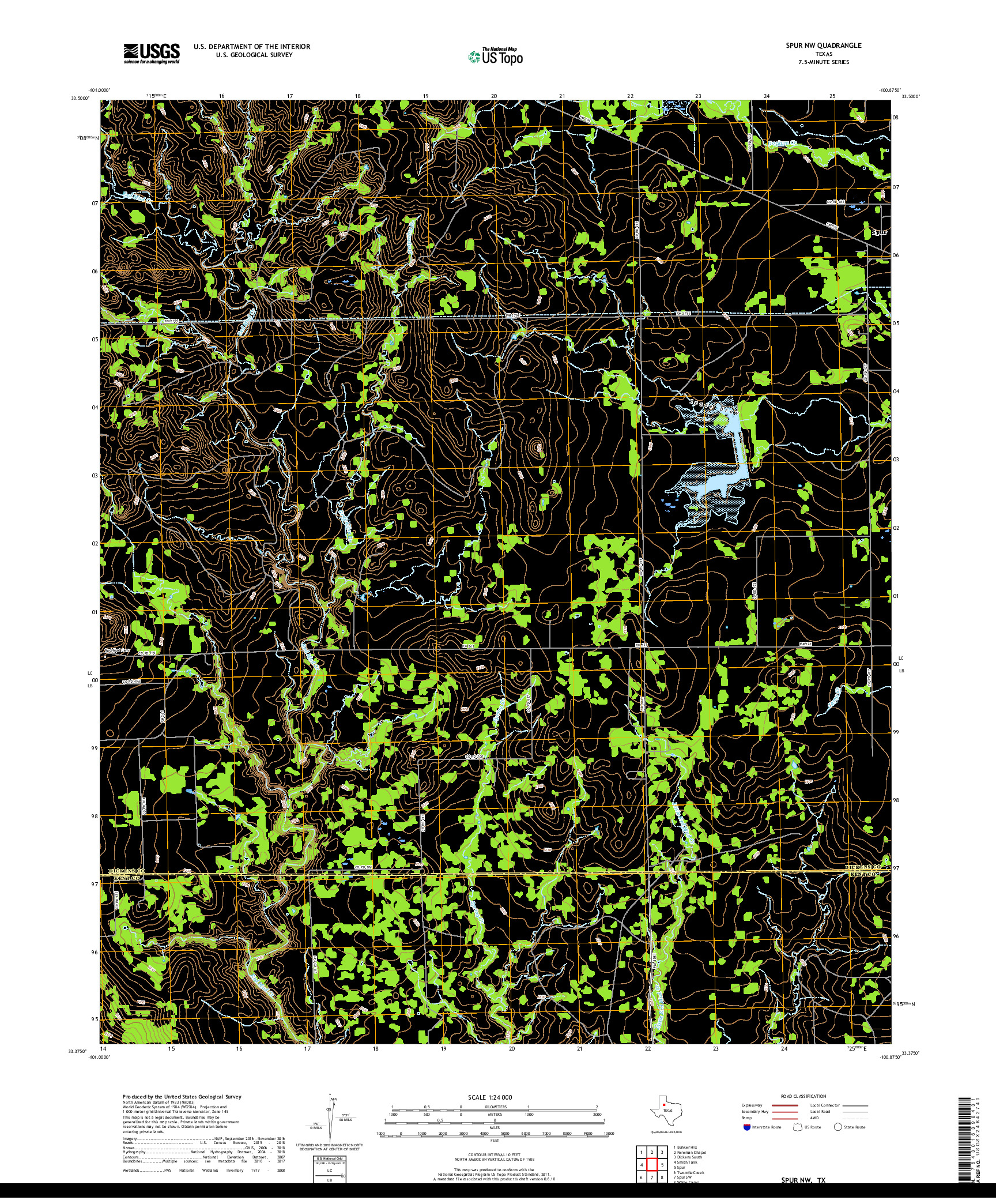 USGS US TOPO 7.5-MINUTE MAP FOR SPUR NW, TX 2019