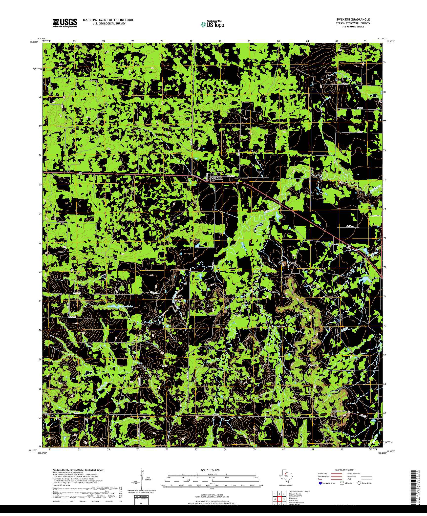 USGS US TOPO 7.5-MINUTE MAP FOR SWENSON, TX 2019