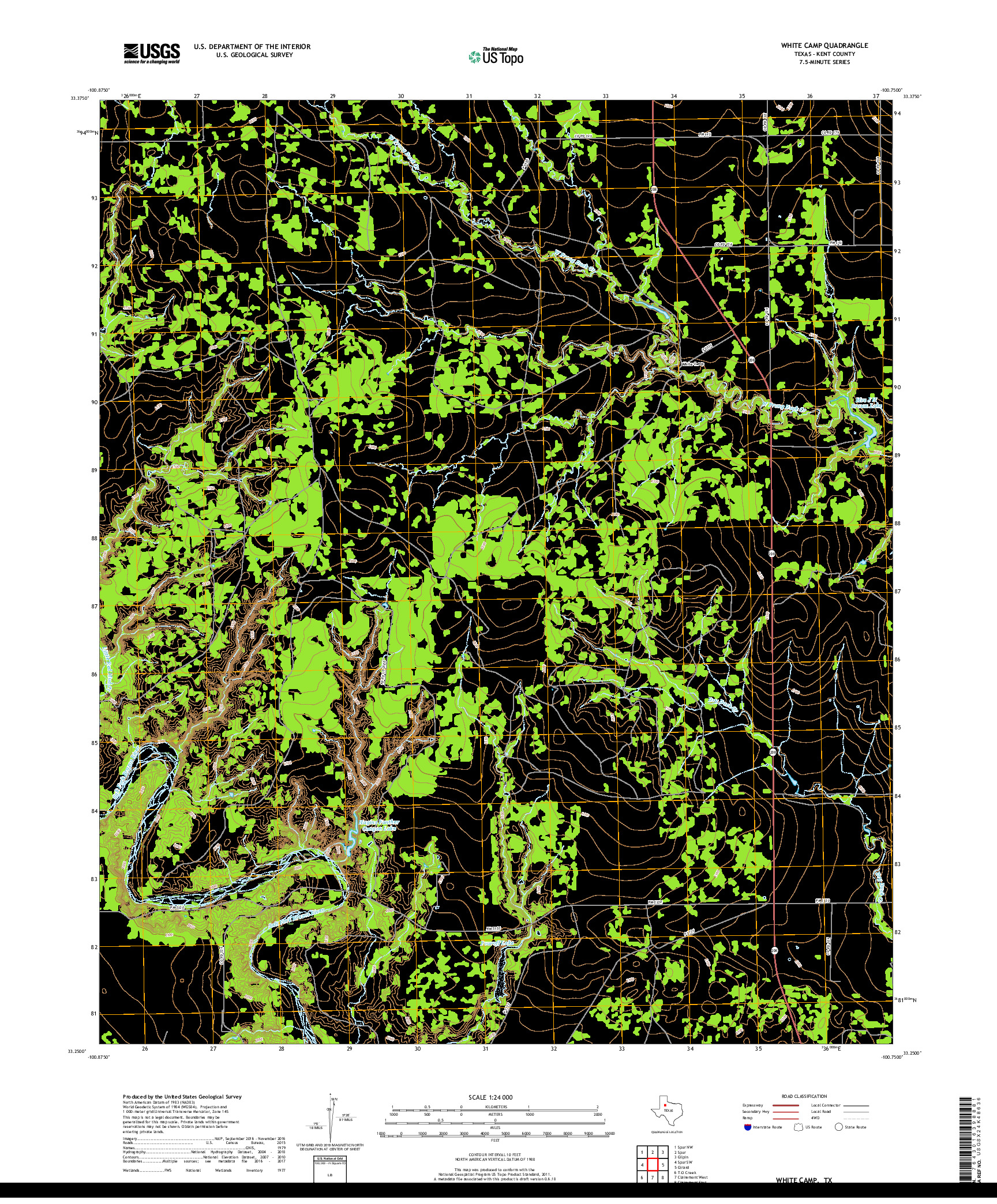 USGS US TOPO 7.5-MINUTE MAP FOR WHITE CAMP, TX 2019