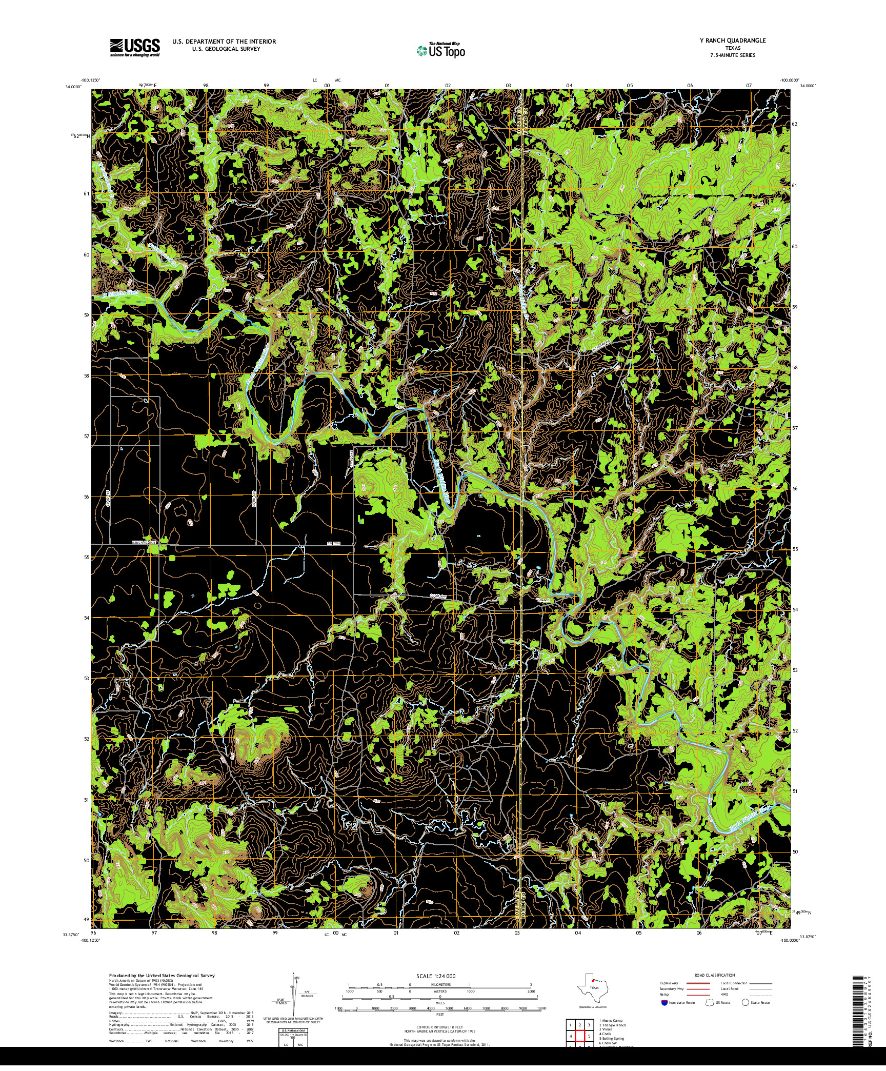 USGS US TOPO 7.5-MINUTE MAP FOR Y RANCH, TX 2019