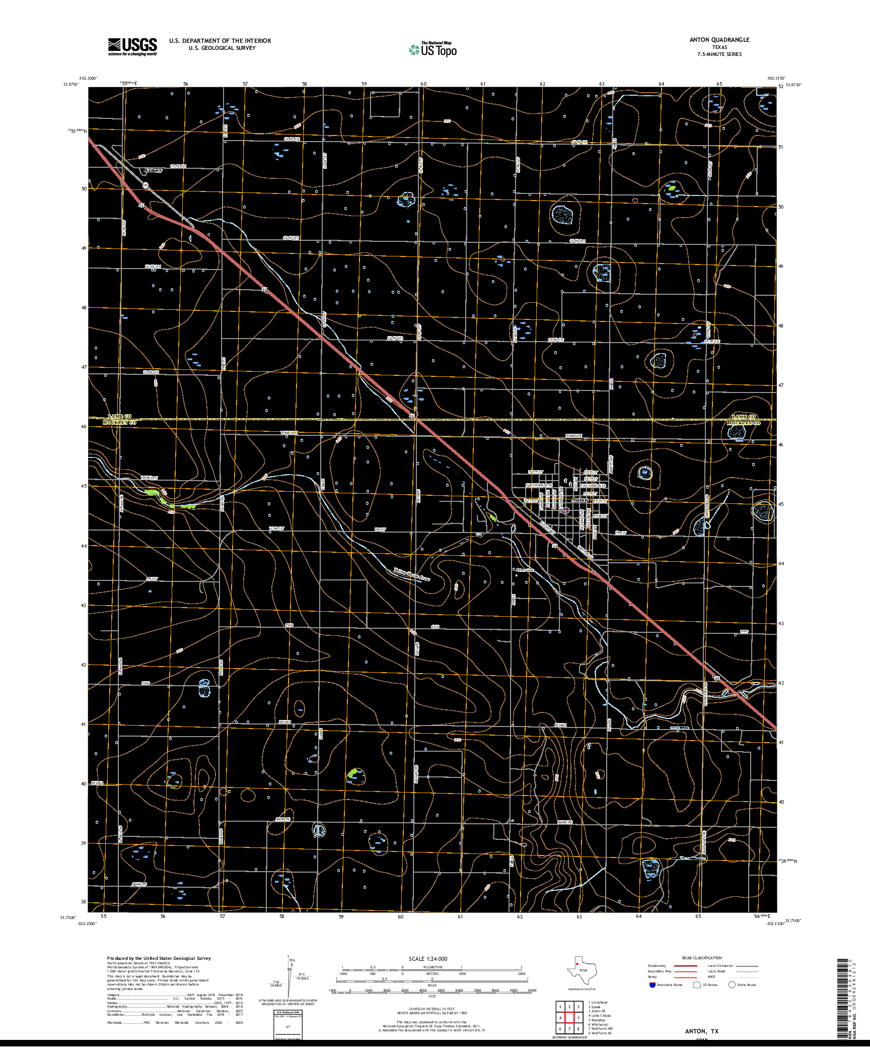 USGS US TOPO 7.5-MINUTE MAP FOR ANTON, TX 2019
