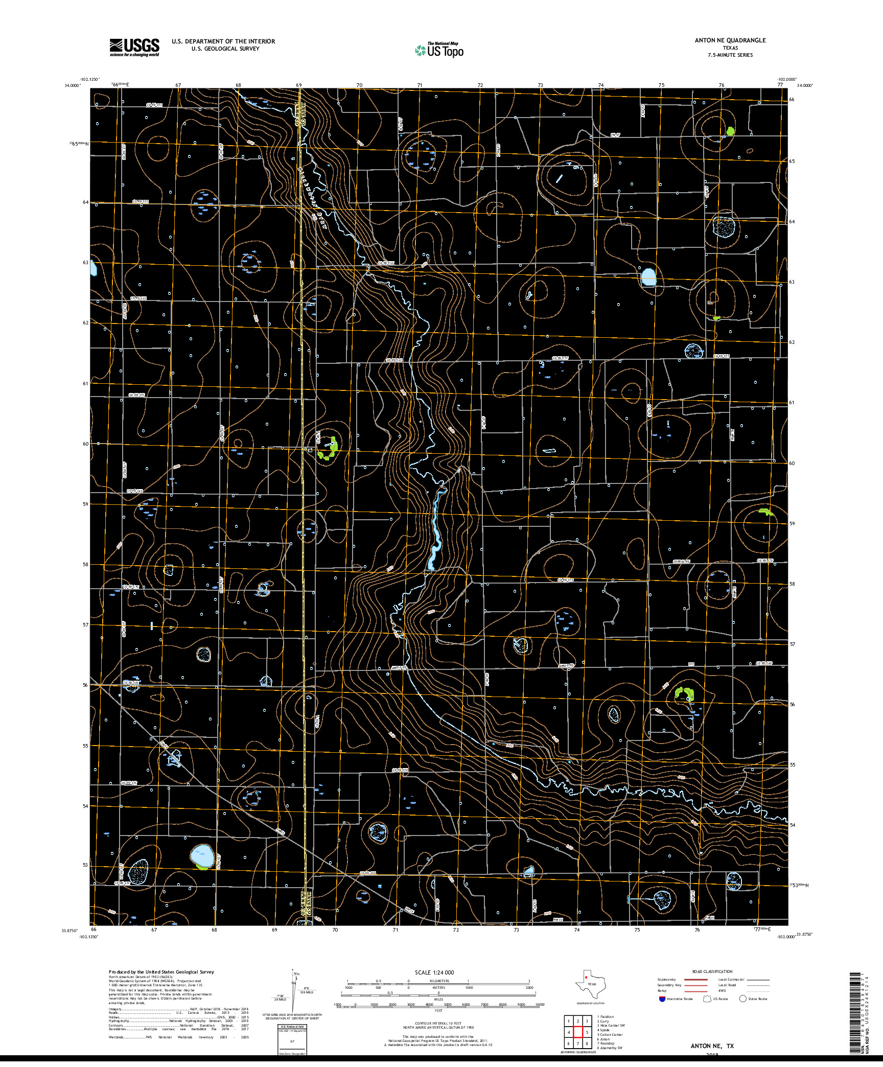 USGS US TOPO 7.5-MINUTE MAP FOR ANTON NE, TX 2019