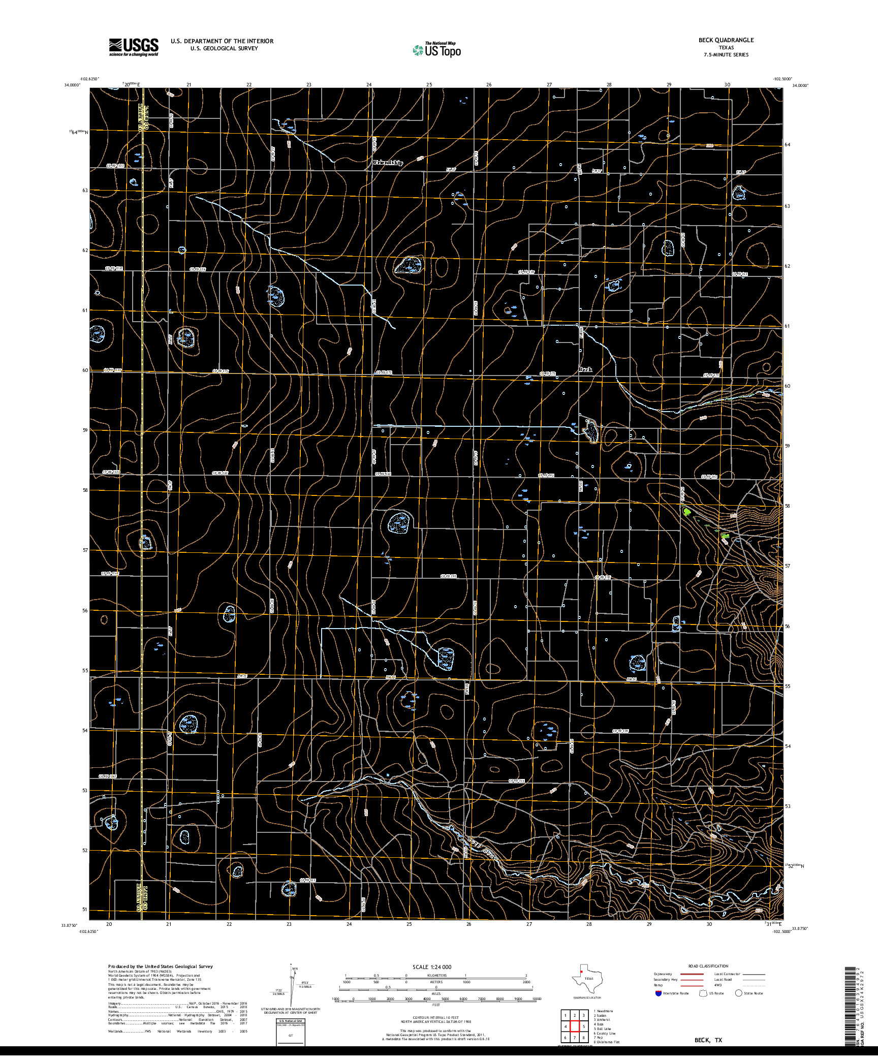 USGS US TOPO 7.5-MINUTE MAP FOR BECK, TX 2019