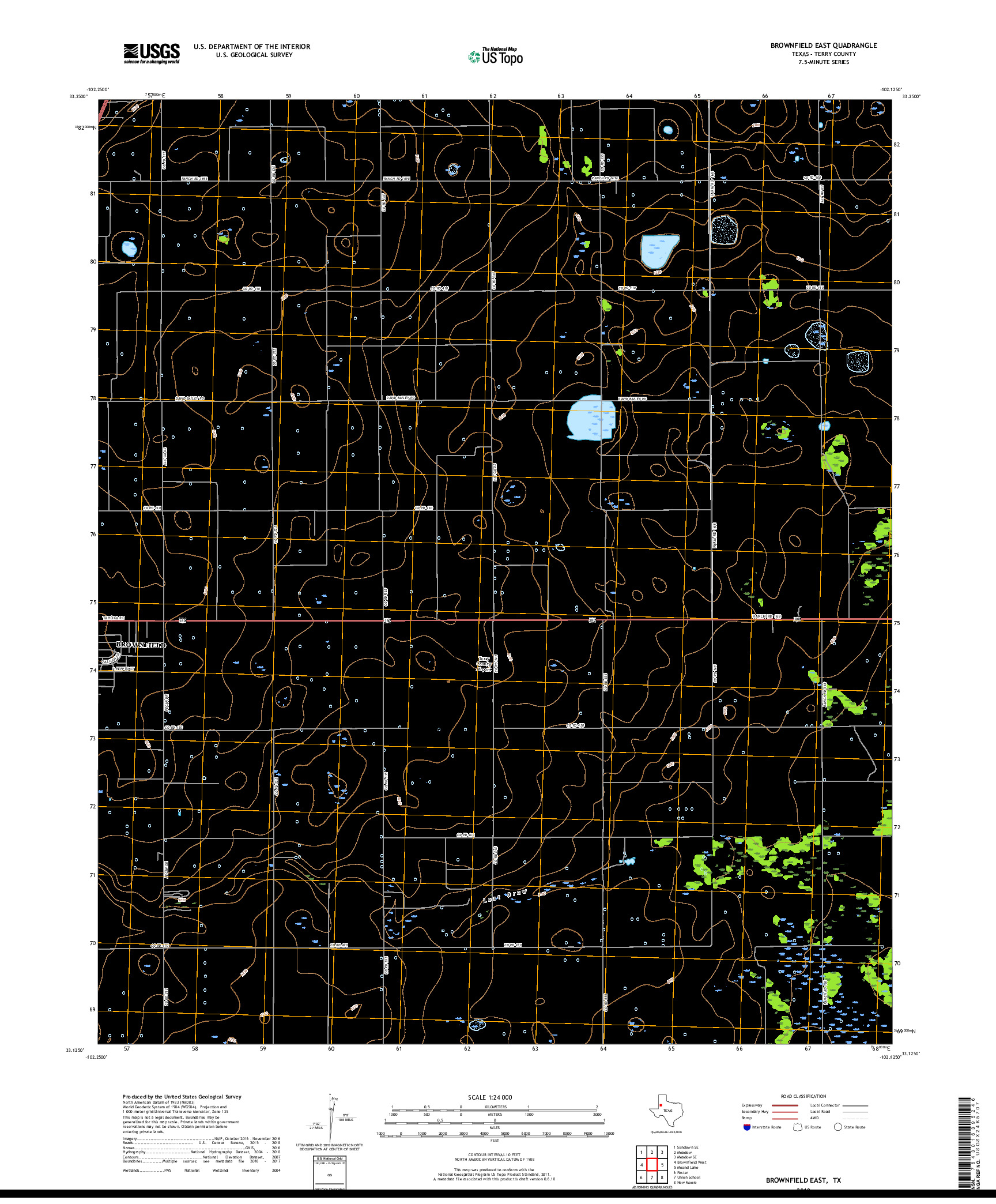USGS US TOPO 7.5-MINUTE MAP FOR BROWNFIELD EAST, TX 2019