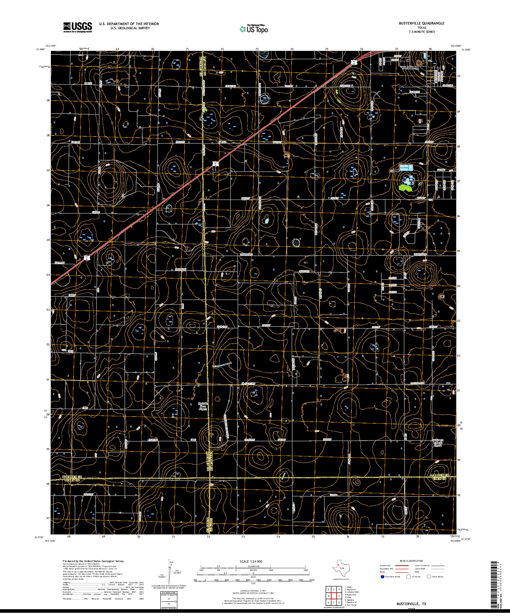 USGS US TOPO 7.5-MINUTE MAP FOR BUSTERVILLE, TX 2019