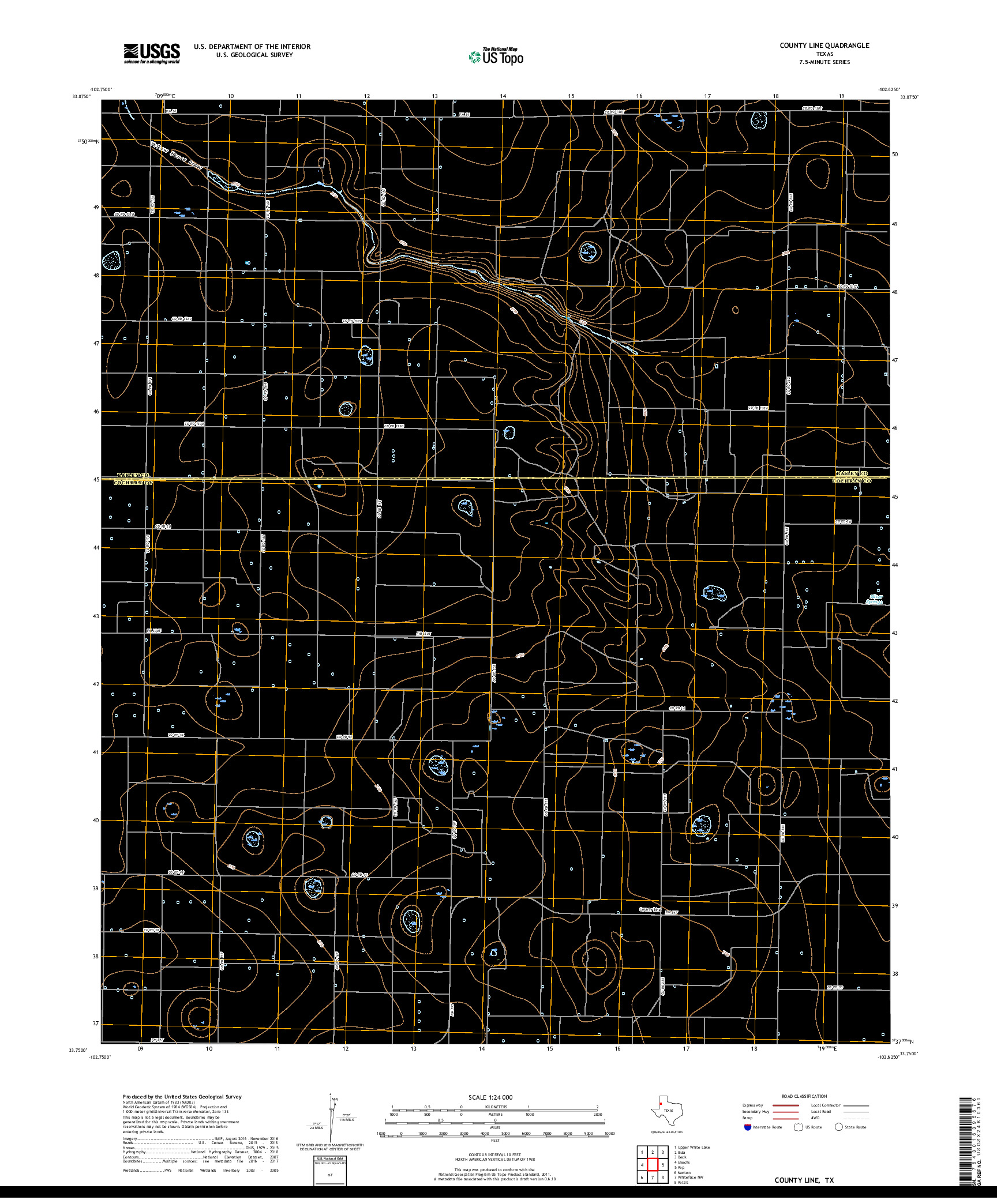 USGS US TOPO 7.5-MINUTE MAP FOR COUNTY LINE, TX 2019