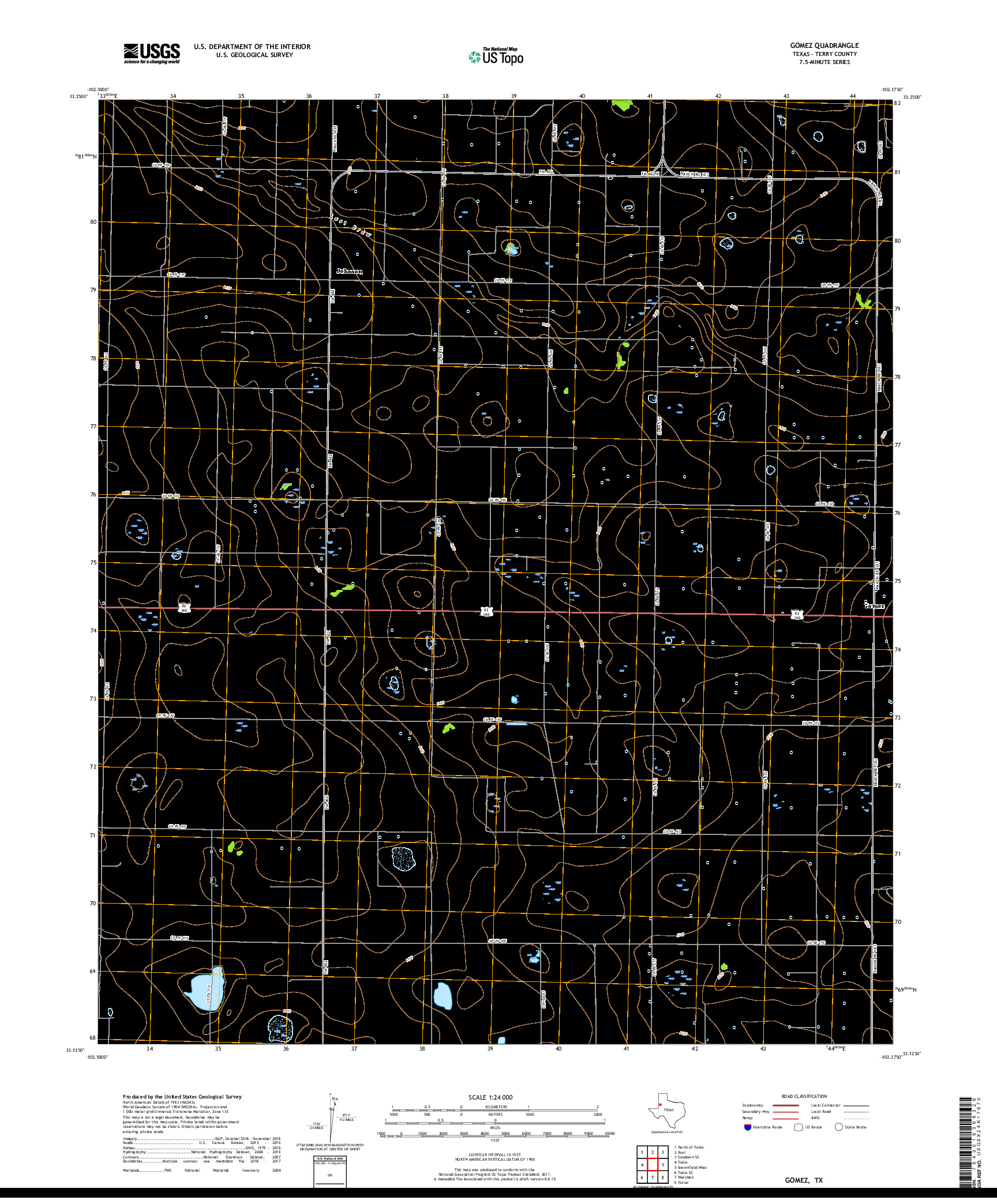 USGS US TOPO 7.5-MINUTE MAP FOR GOMEZ, TX 2019