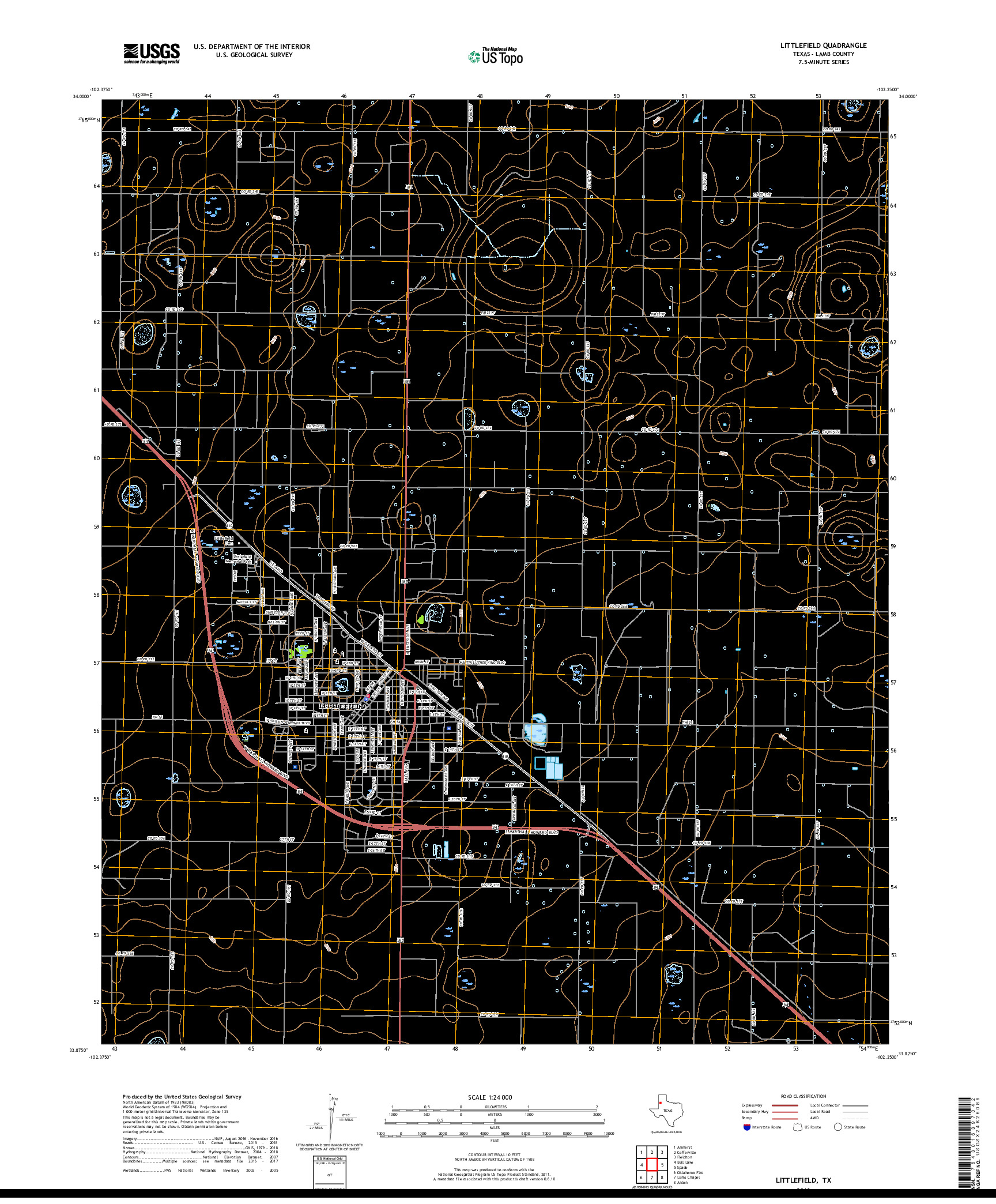 USGS US TOPO 7.5-MINUTE MAP FOR LITTLEFIELD, TX 2019