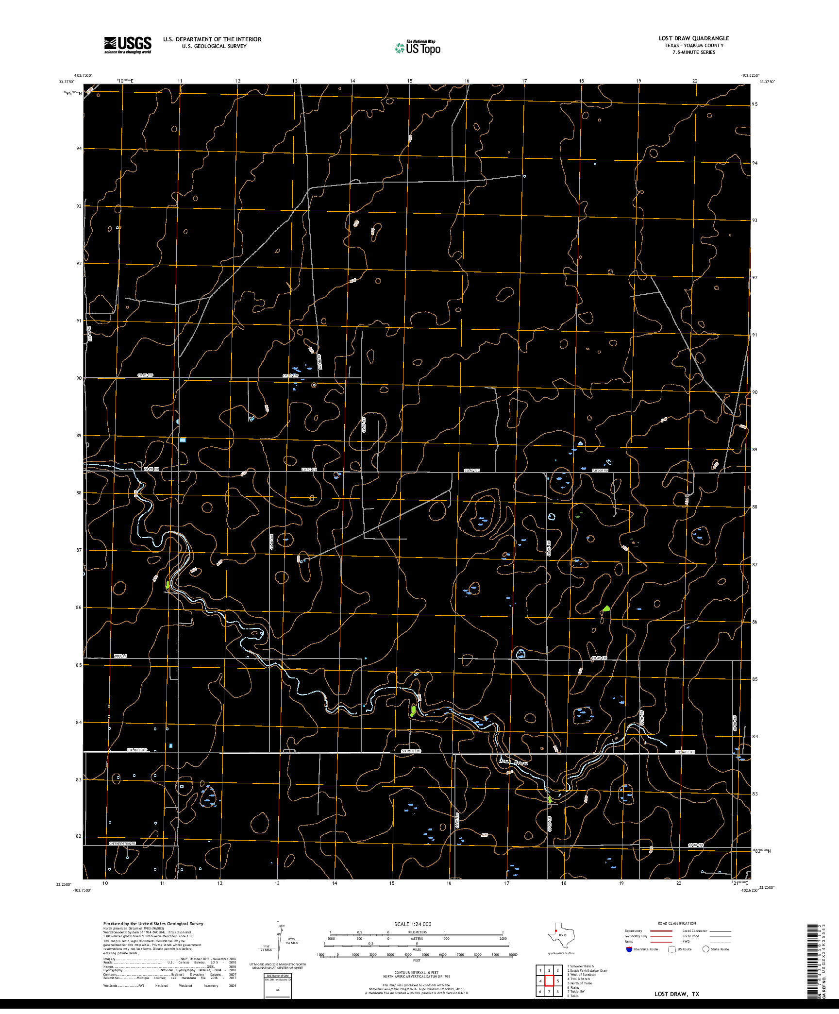 USGS US TOPO 7.5-MINUTE MAP FOR LOST DRAW, TX 2019