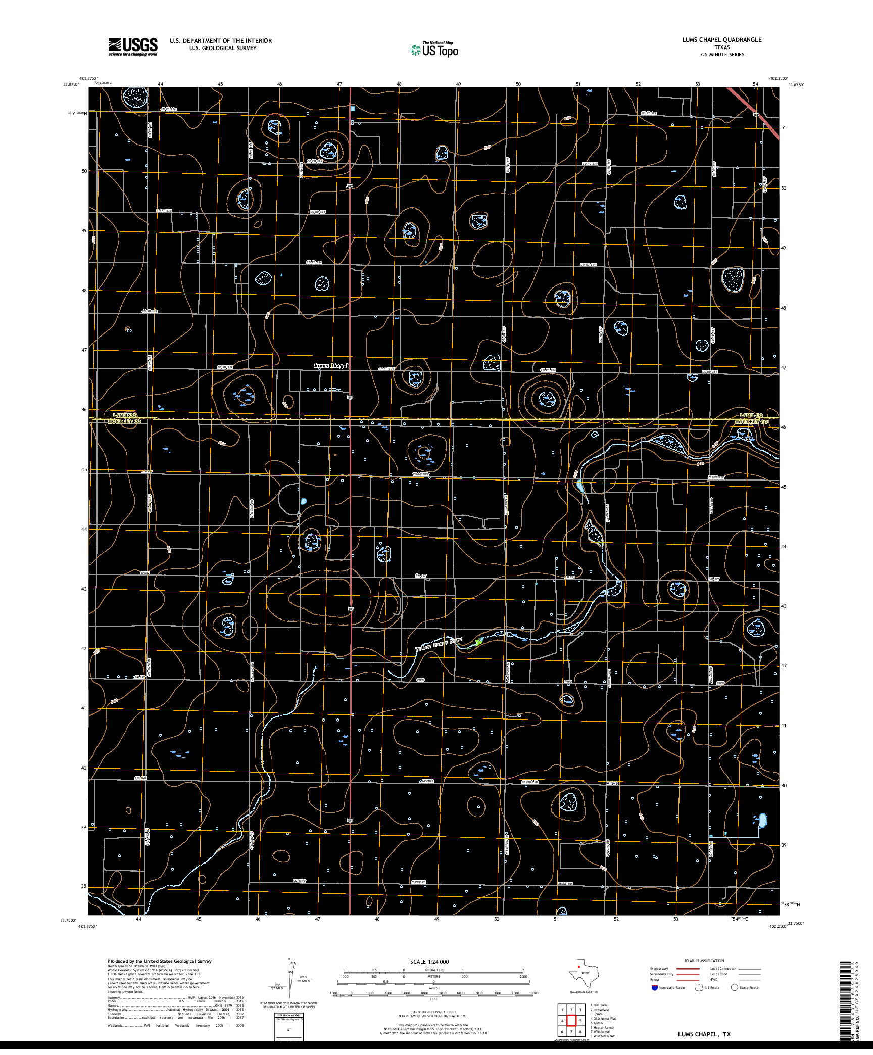USGS US TOPO 7.5-MINUTE MAP FOR LUMS CHAPEL, TX 2019