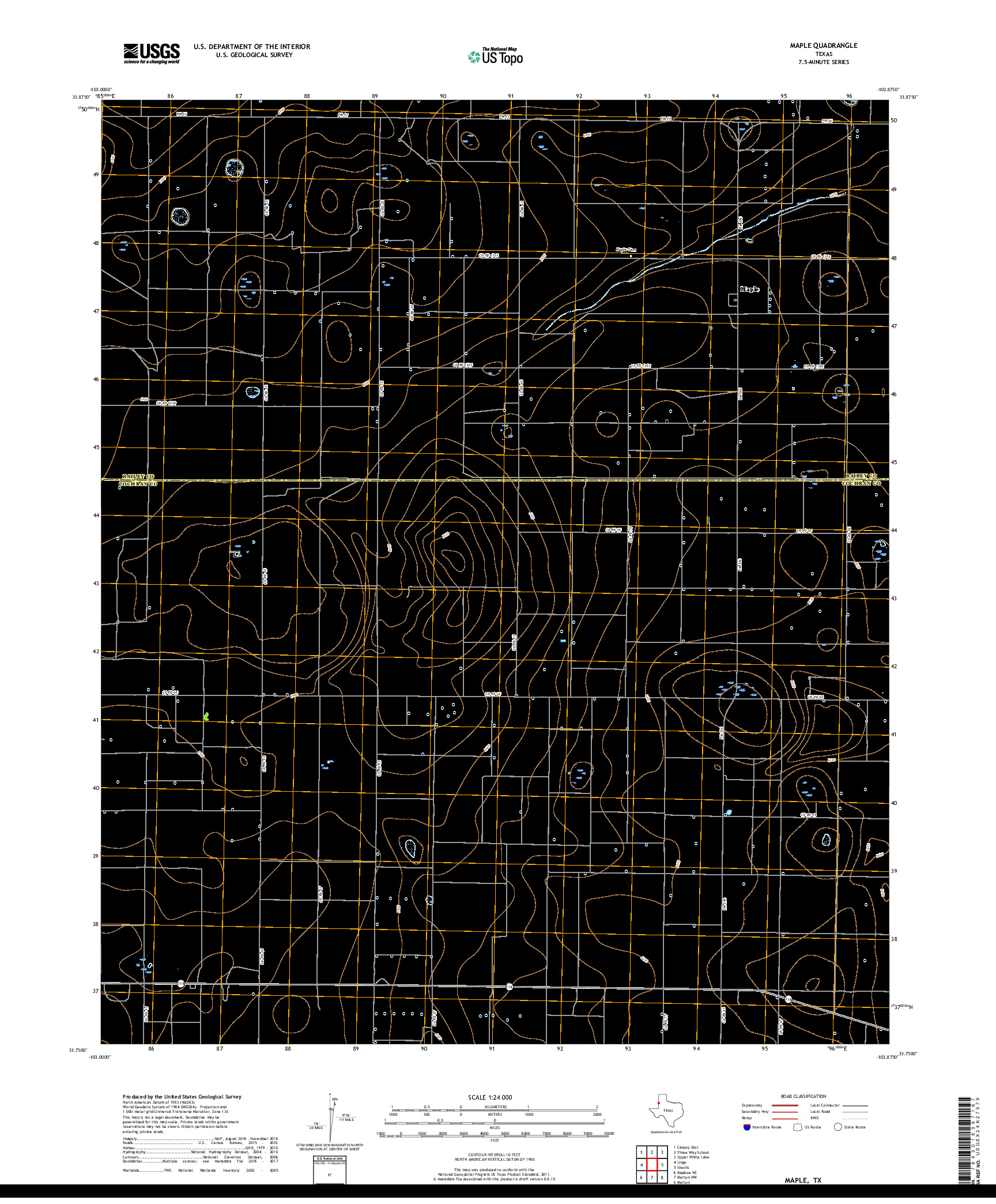 USGS US TOPO 7.5-MINUTE MAP FOR MAPLE, TX 2019