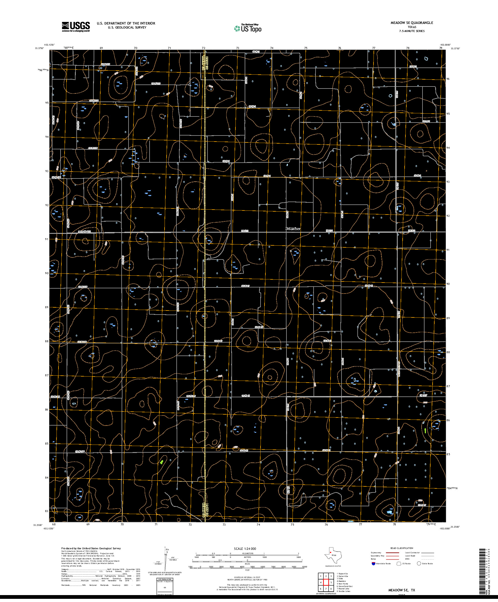 USGS US TOPO 7.5-MINUTE MAP FOR MEADOW SE, TX 2019