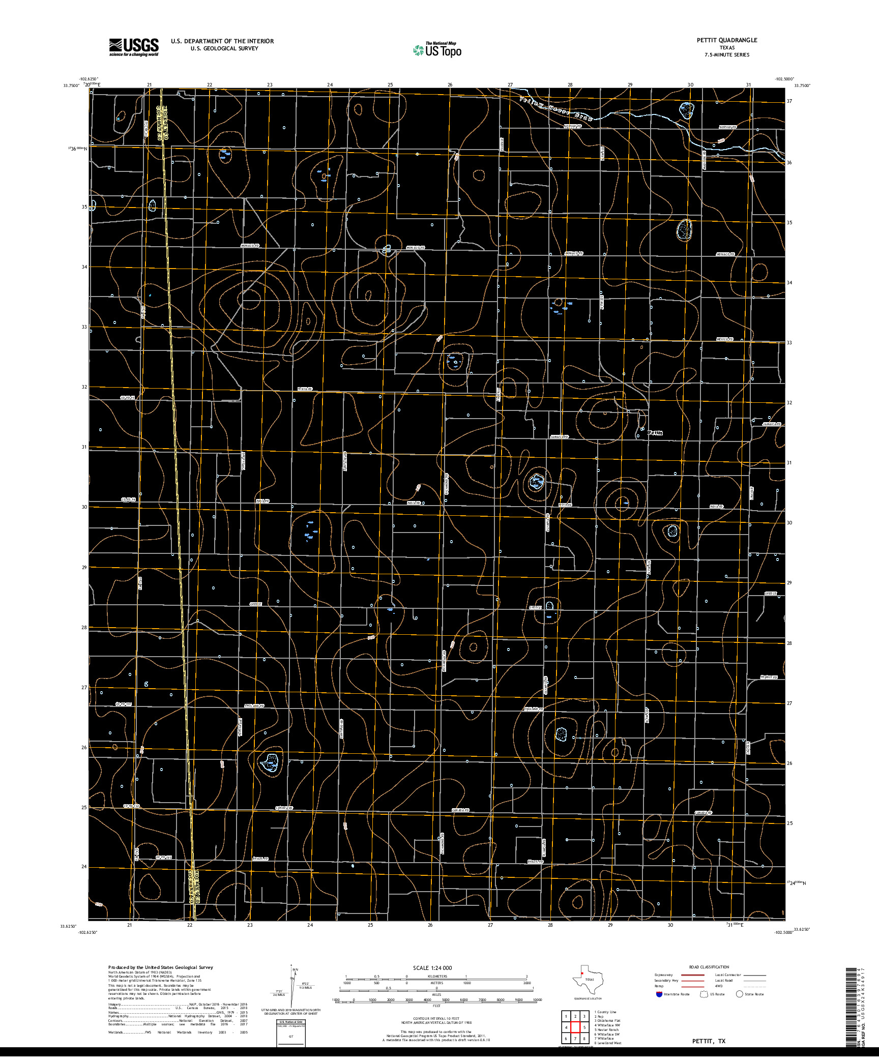 USGS US TOPO 7.5-MINUTE MAP FOR PETTIT, TX 2019