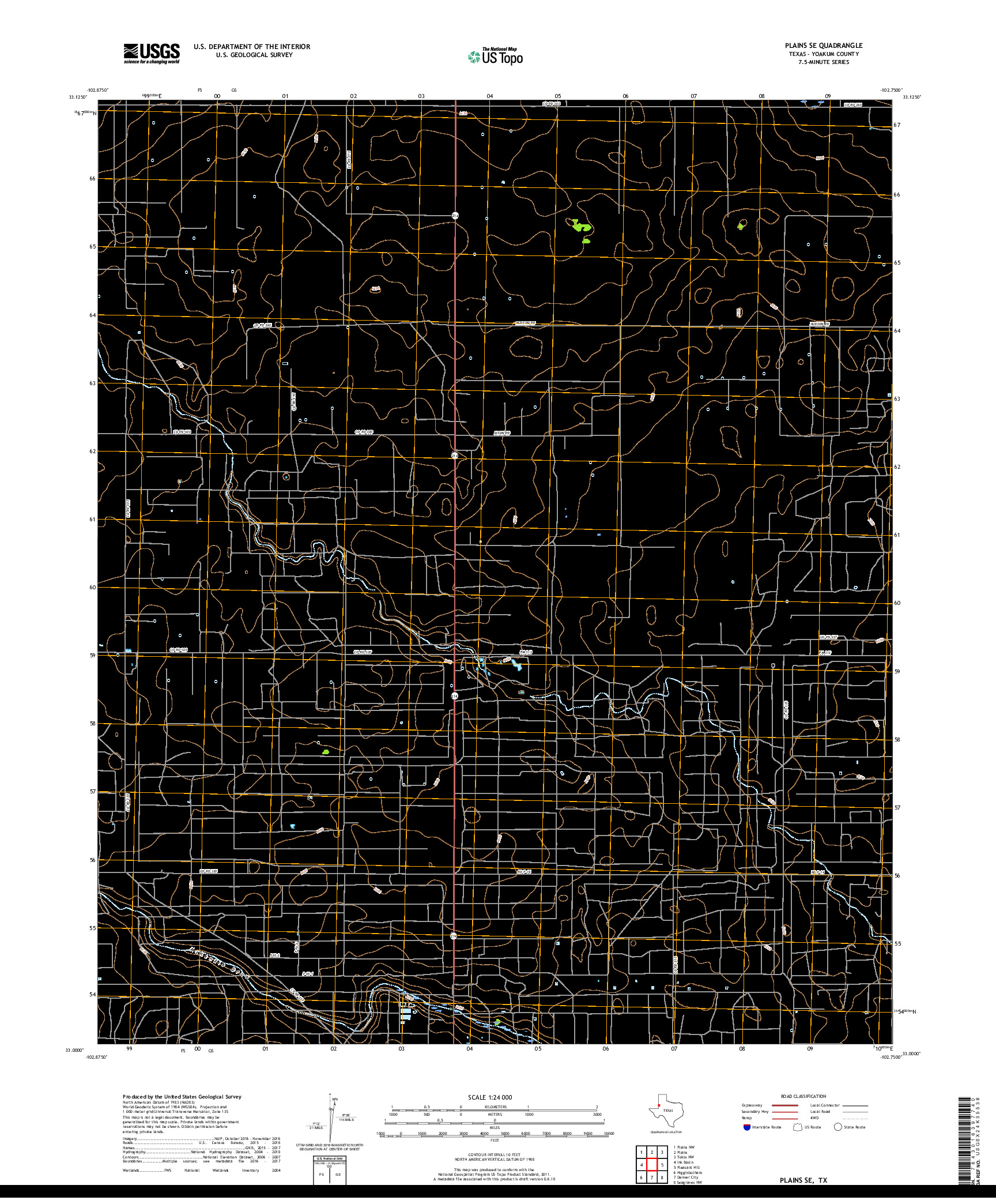 USGS US TOPO 7.5-MINUTE MAP FOR PLAINS SE, TX 2019