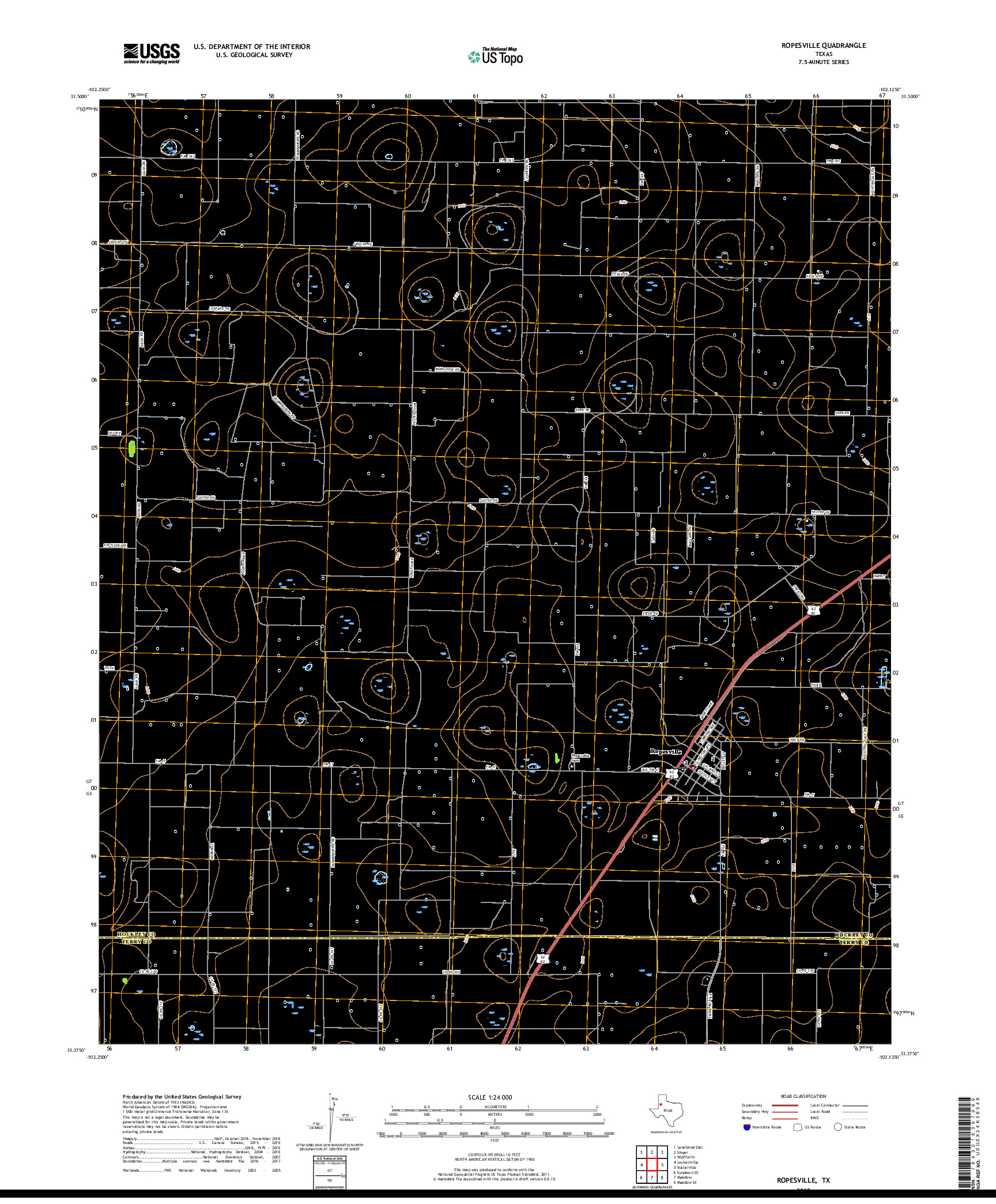 USGS US TOPO 7.5-MINUTE MAP FOR ROPESVILLE, TX 2019