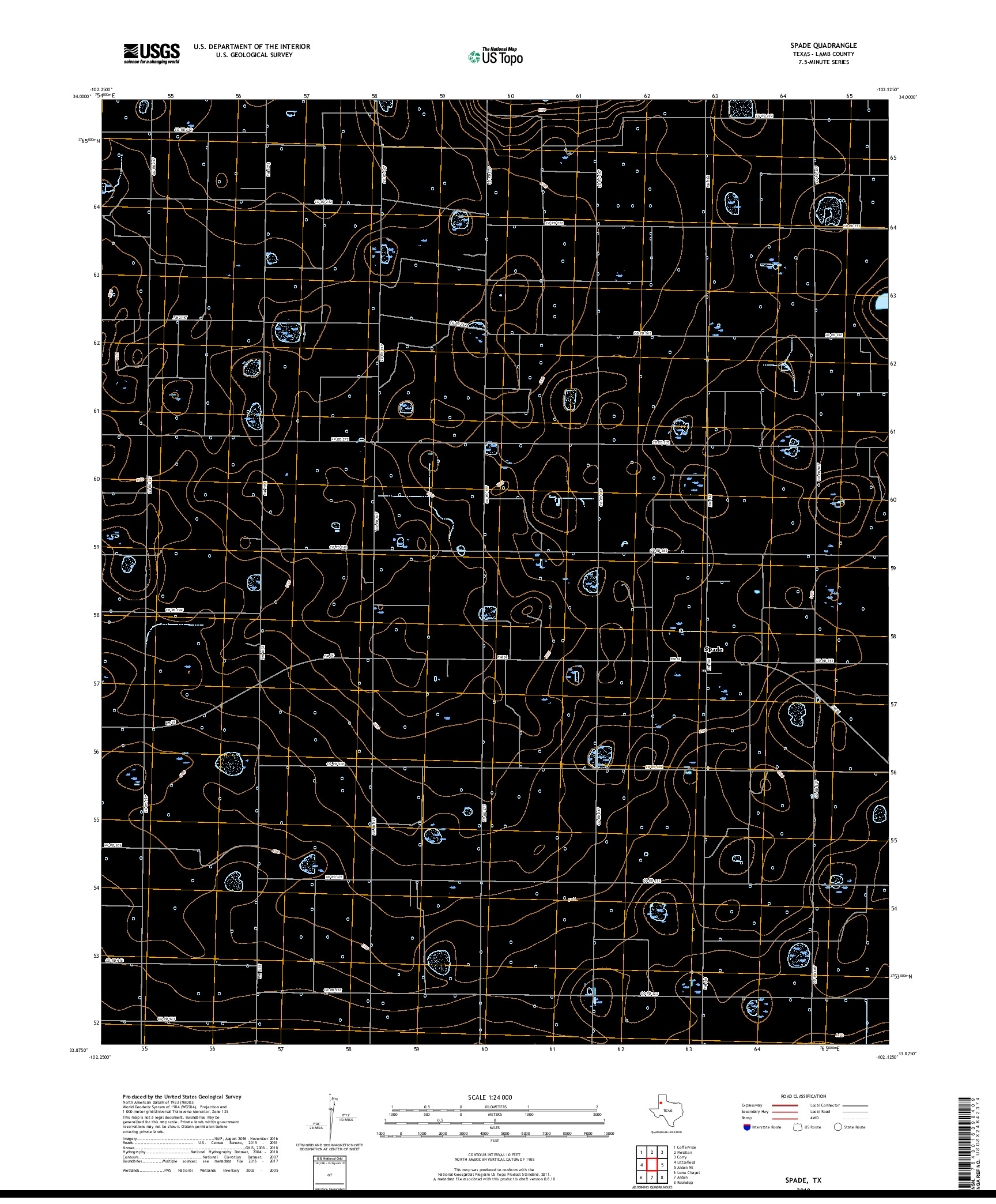 USGS US TOPO 7.5-MINUTE MAP FOR SPADE, TX 2019