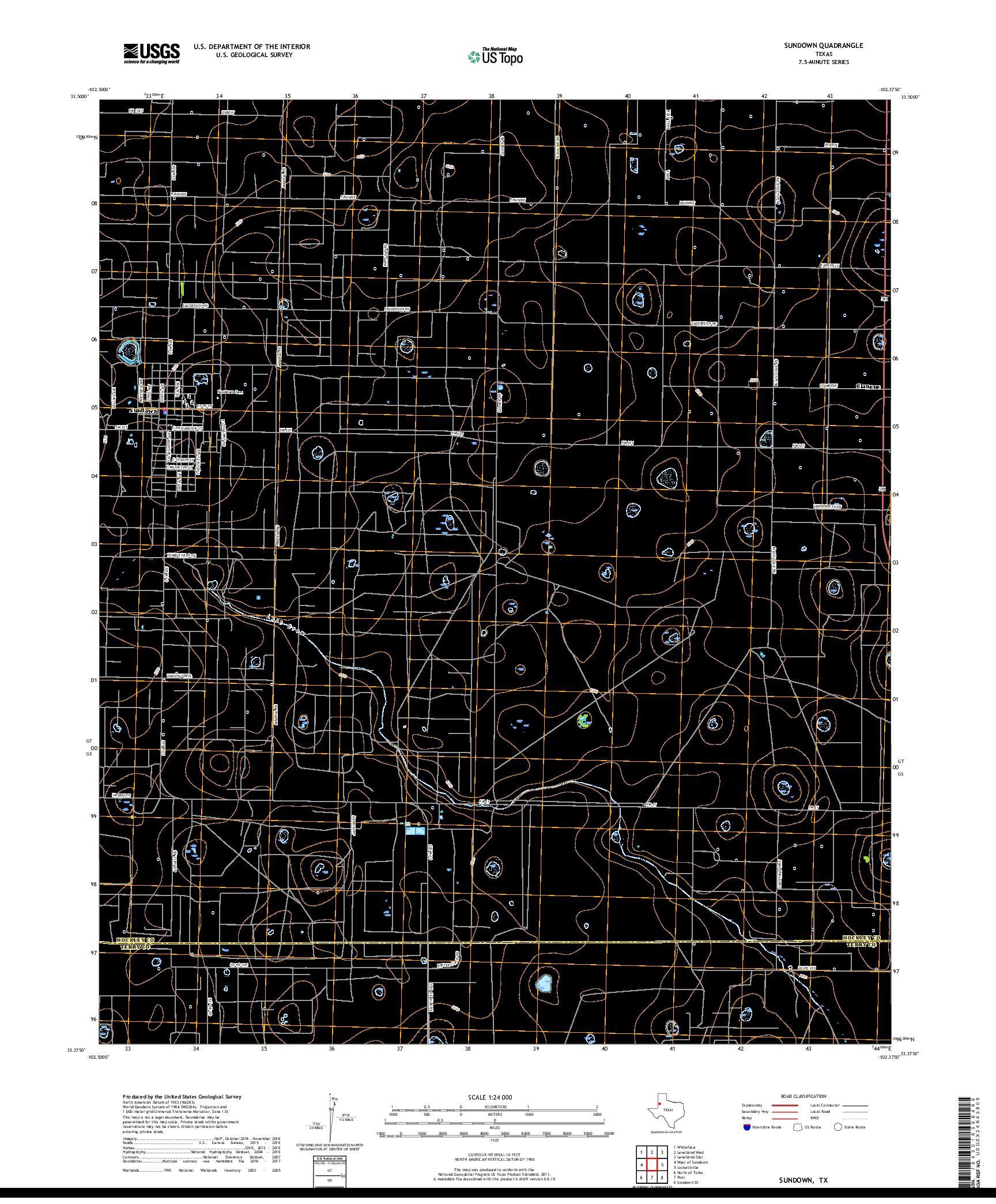 USGS US TOPO 7.5-MINUTE MAP FOR SUNDOWN, TX 2019