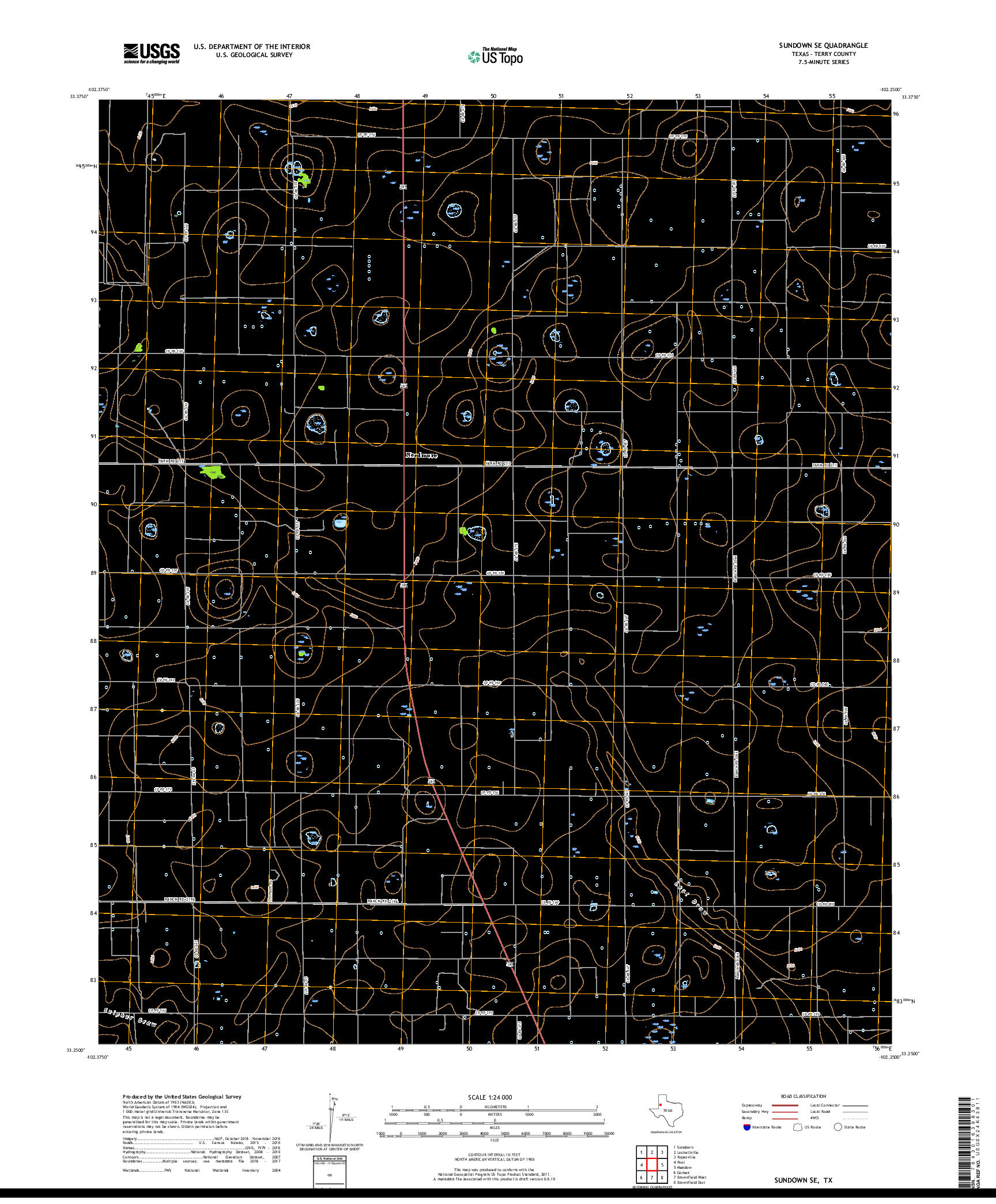 USGS US TOPO 7.5-MINUTE MAP FOR SUNDOWN SE, TX 2019