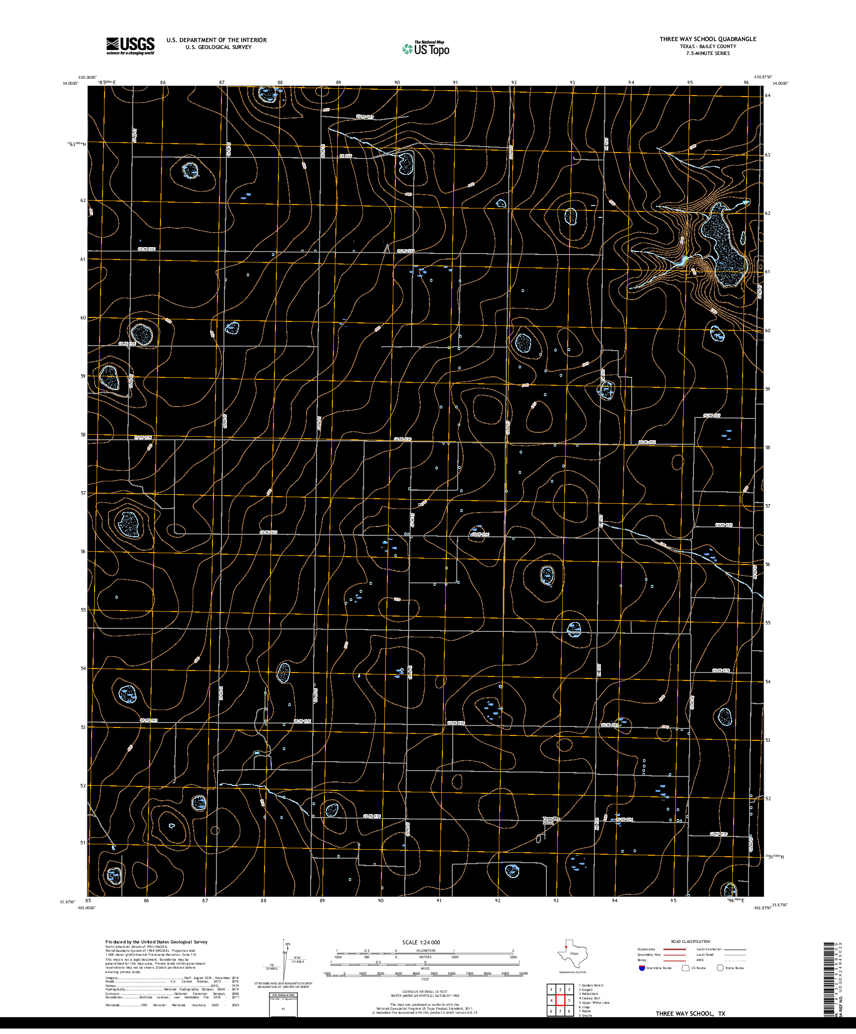 USGS US TOPO 7.5-MINUTE MAP FOR THREE WAY SCHOOL, TX 2019