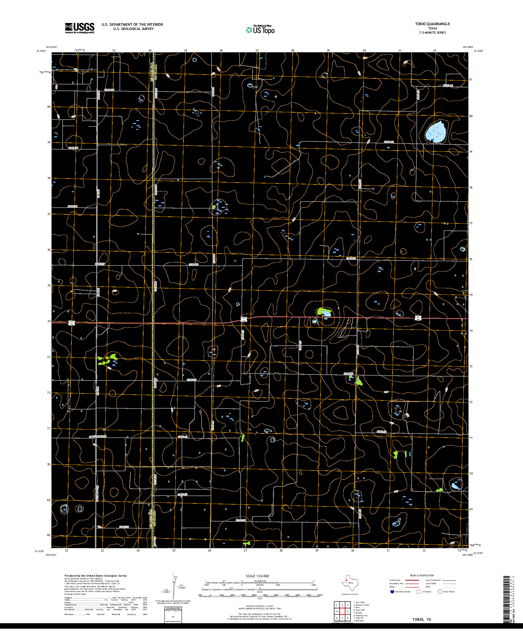 USGS US TOPO 7.5-MINUTE MAP FOR TOKIO, TX 2019