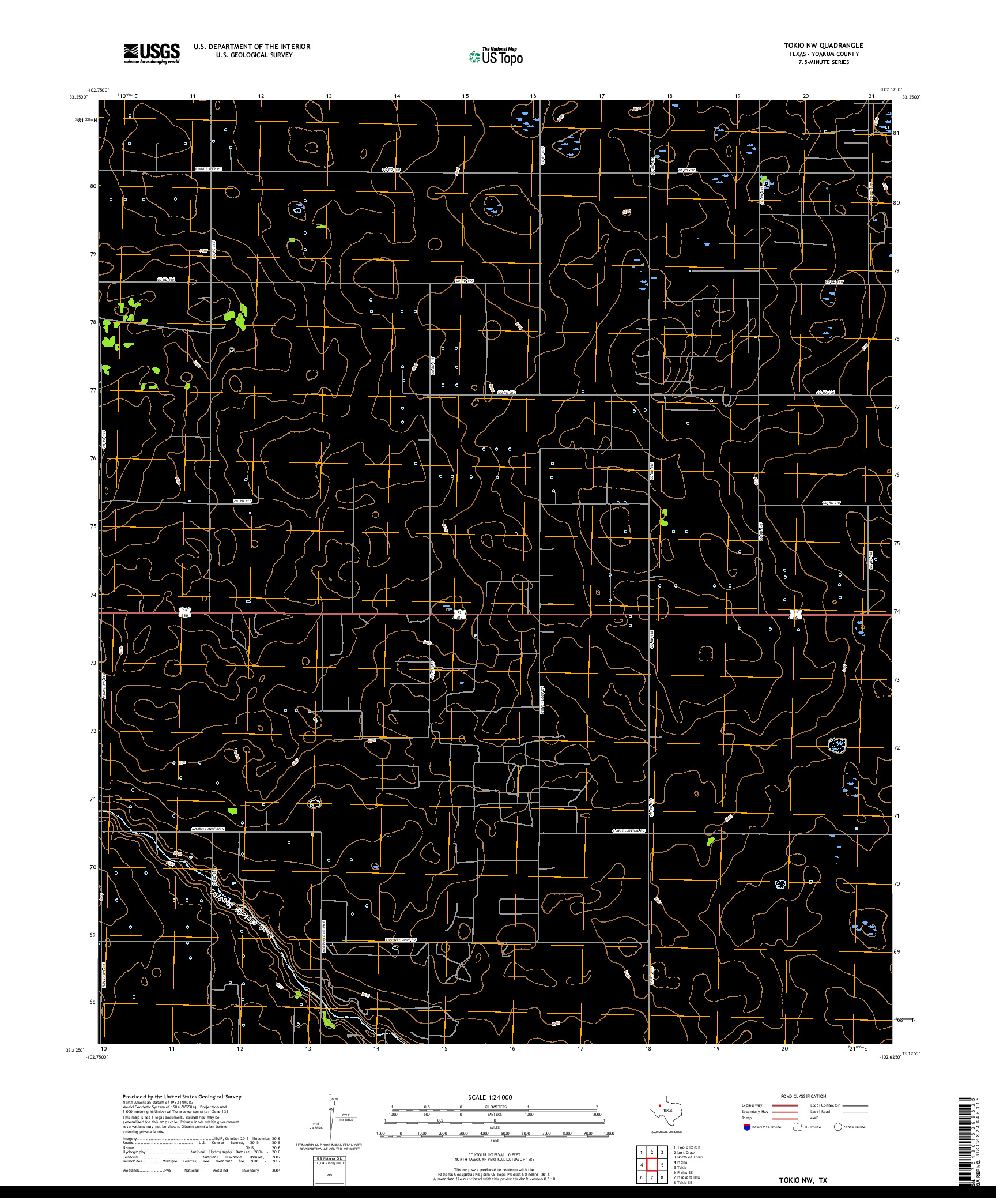 USGS US TOPO 7.5-MINUTE MAP FOR TOKIO NW, TX 2019