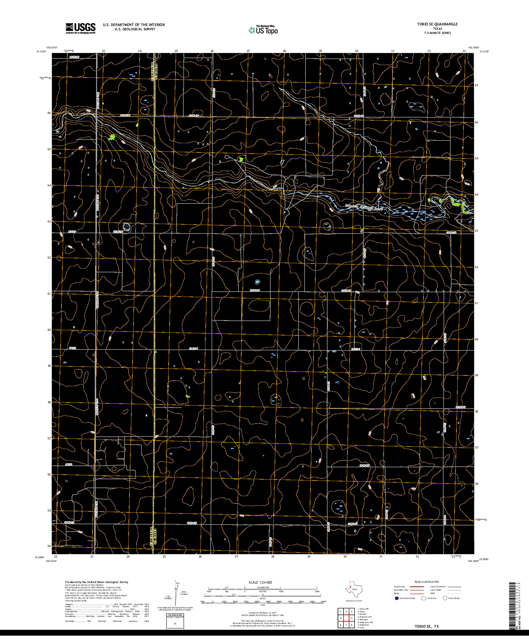 USGS US TOPO 7.5-MINUTE MAP FOR TOKIO SE, TX 2019