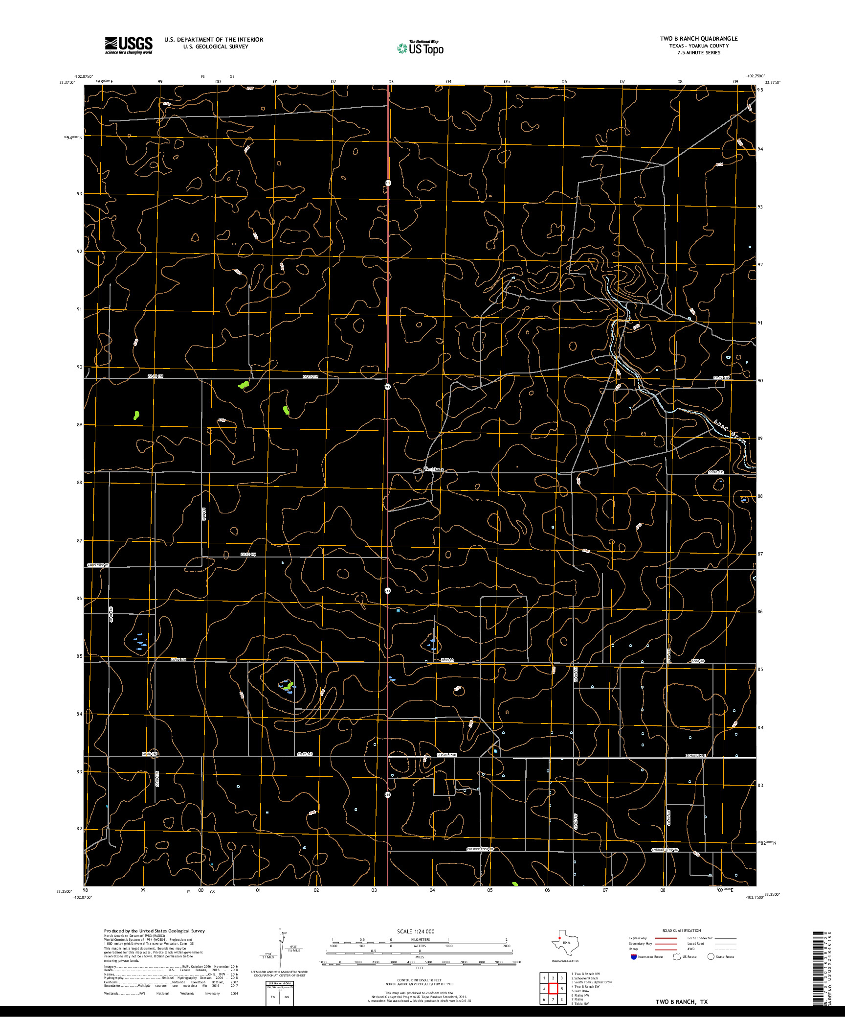 USGS US TOPO 7.5-MINUTE MAP FOR TWO B RANCH, TX 2019