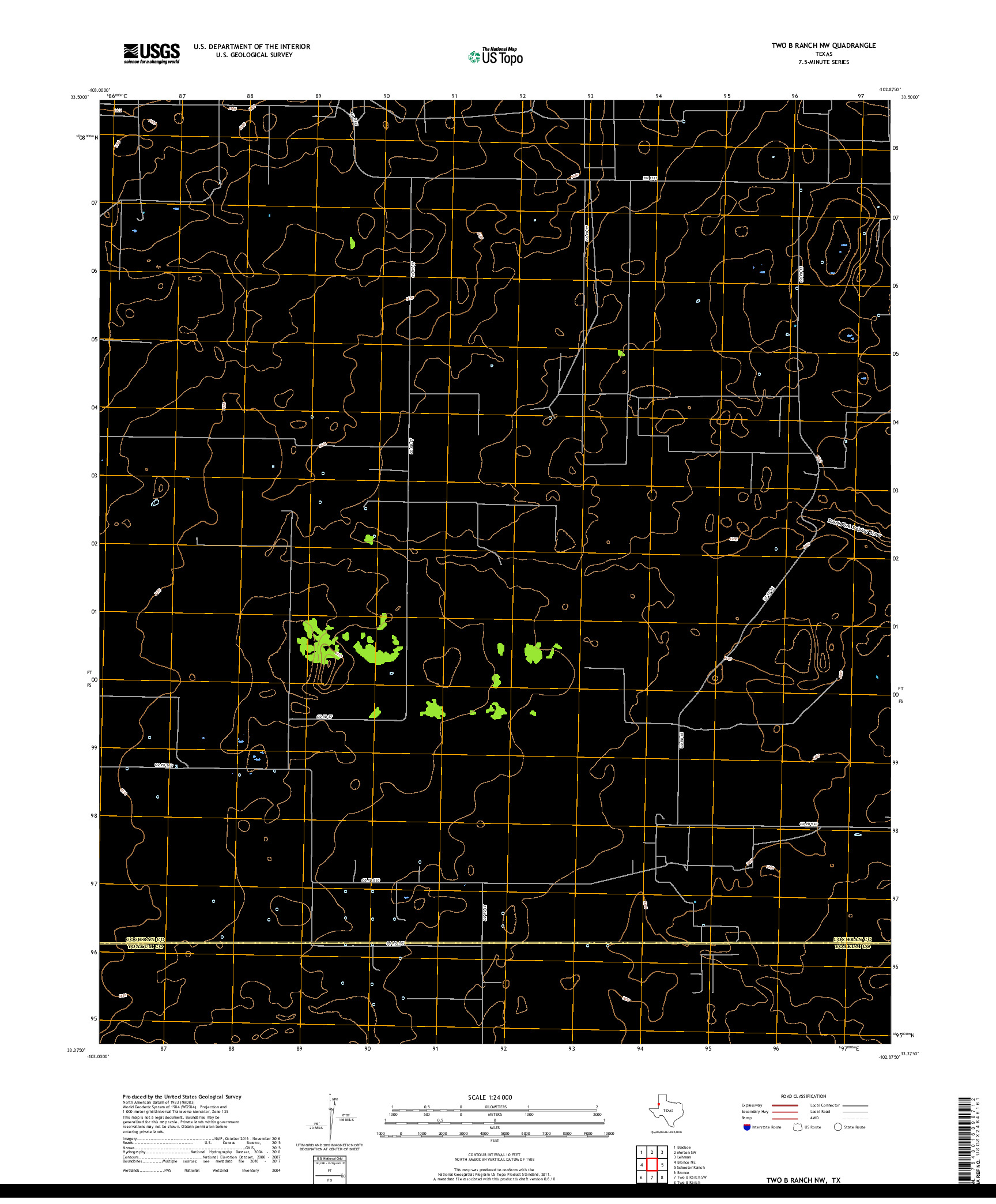 USGS US TOPO 7.5-MINUTE MAP FOR TWO B RANCH NW, TX 2019