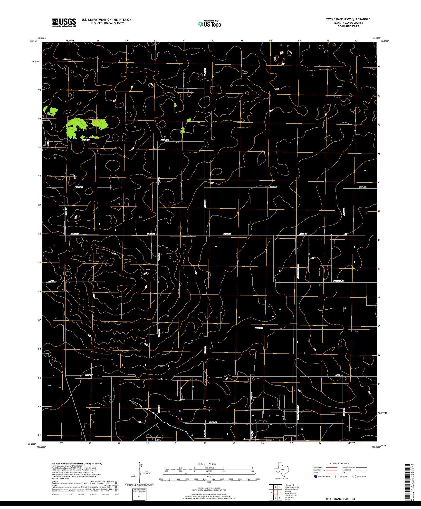 USGS US TOPO 7.5-MINUTE MAP FOR TWO B RANCH SW, TX 2019