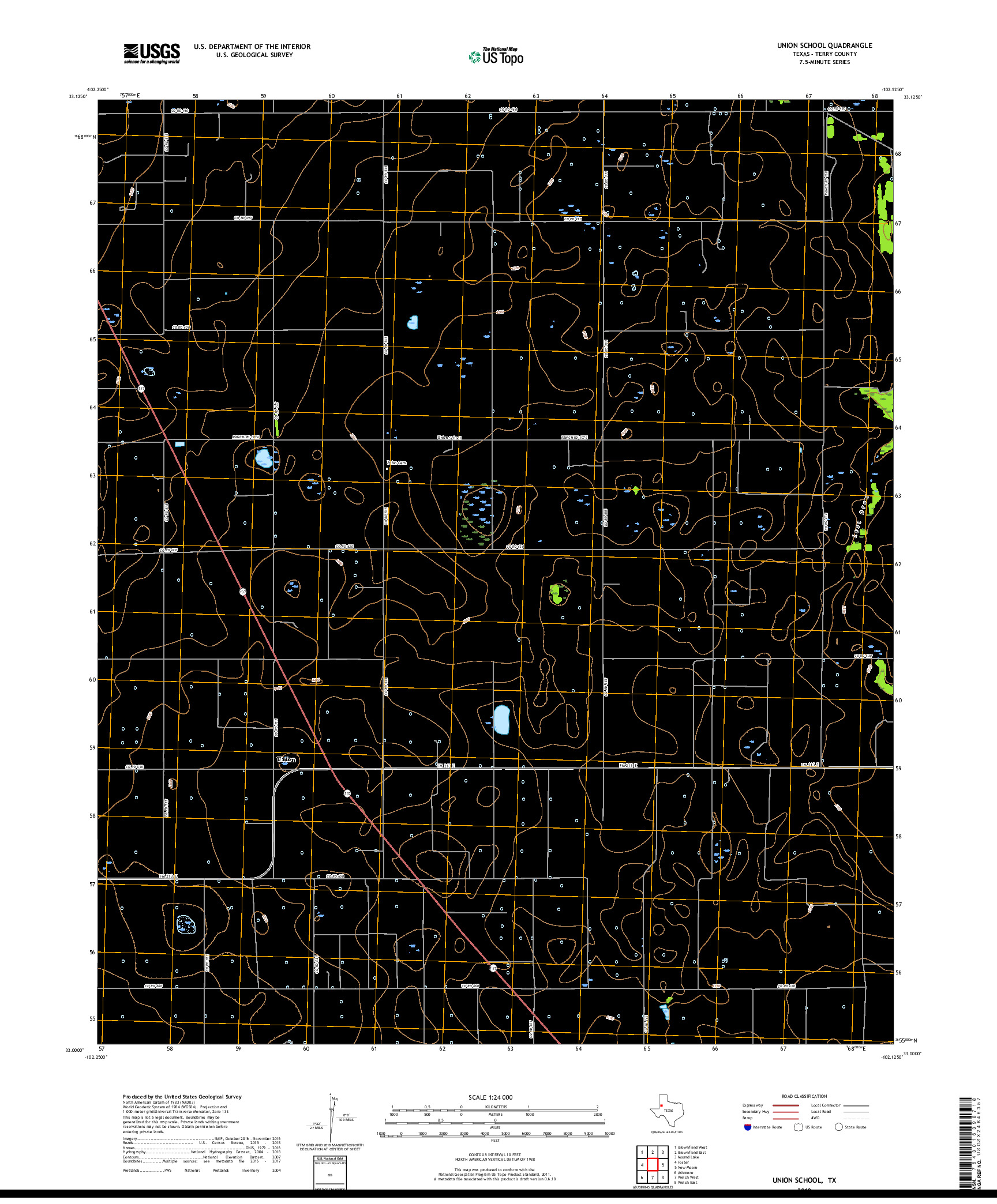 USGS US TOPO 7.5-MINUTE MAP FOR UNION SCHOOL, TX 2019