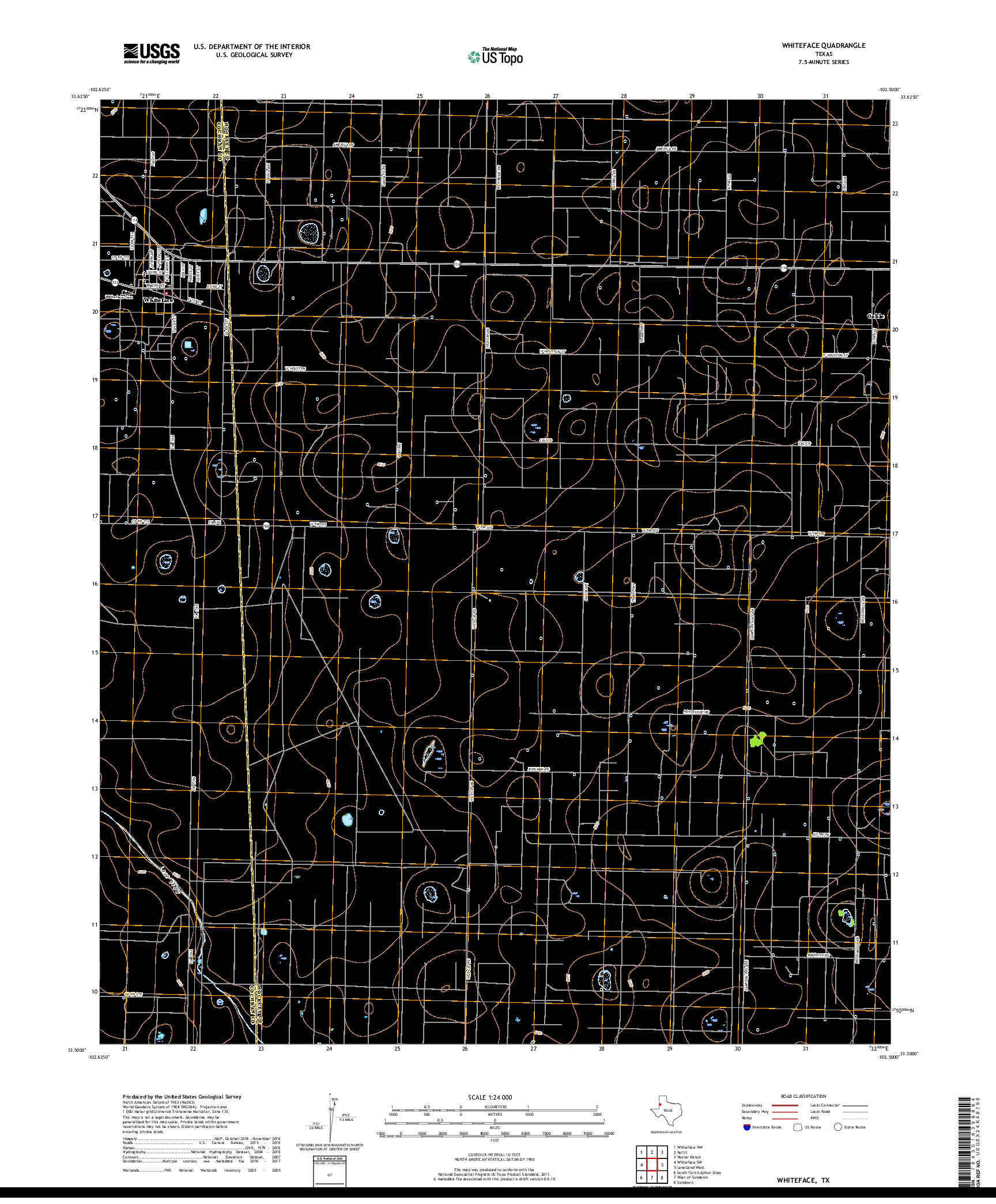 USGS US TOPO 7.5-MINUTE MAP FOR WHITEFACE, TX 2019