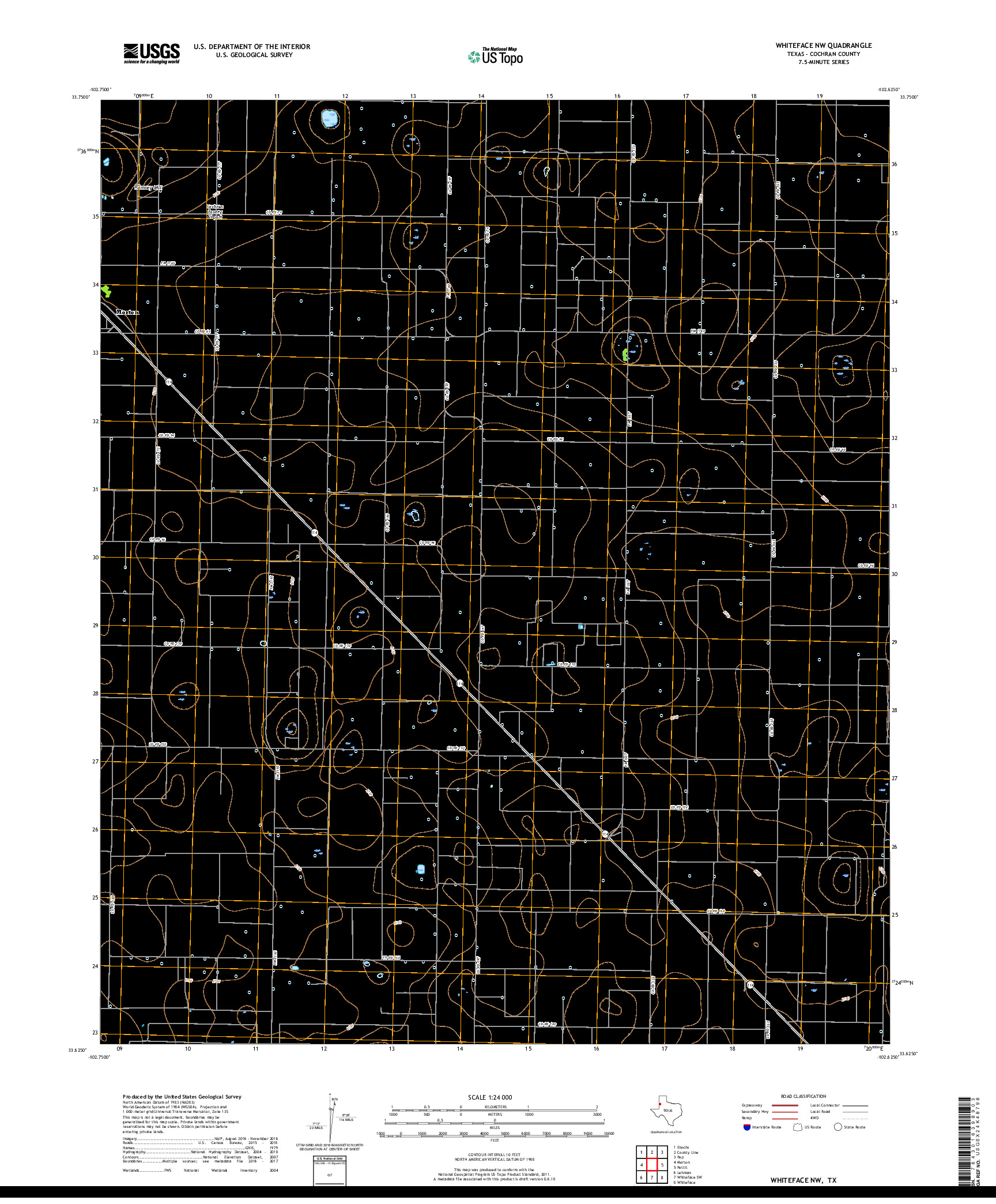 USGS US TOPO 7.5-MINUTE MAP FOR WHITEFACE NW, TX 2019